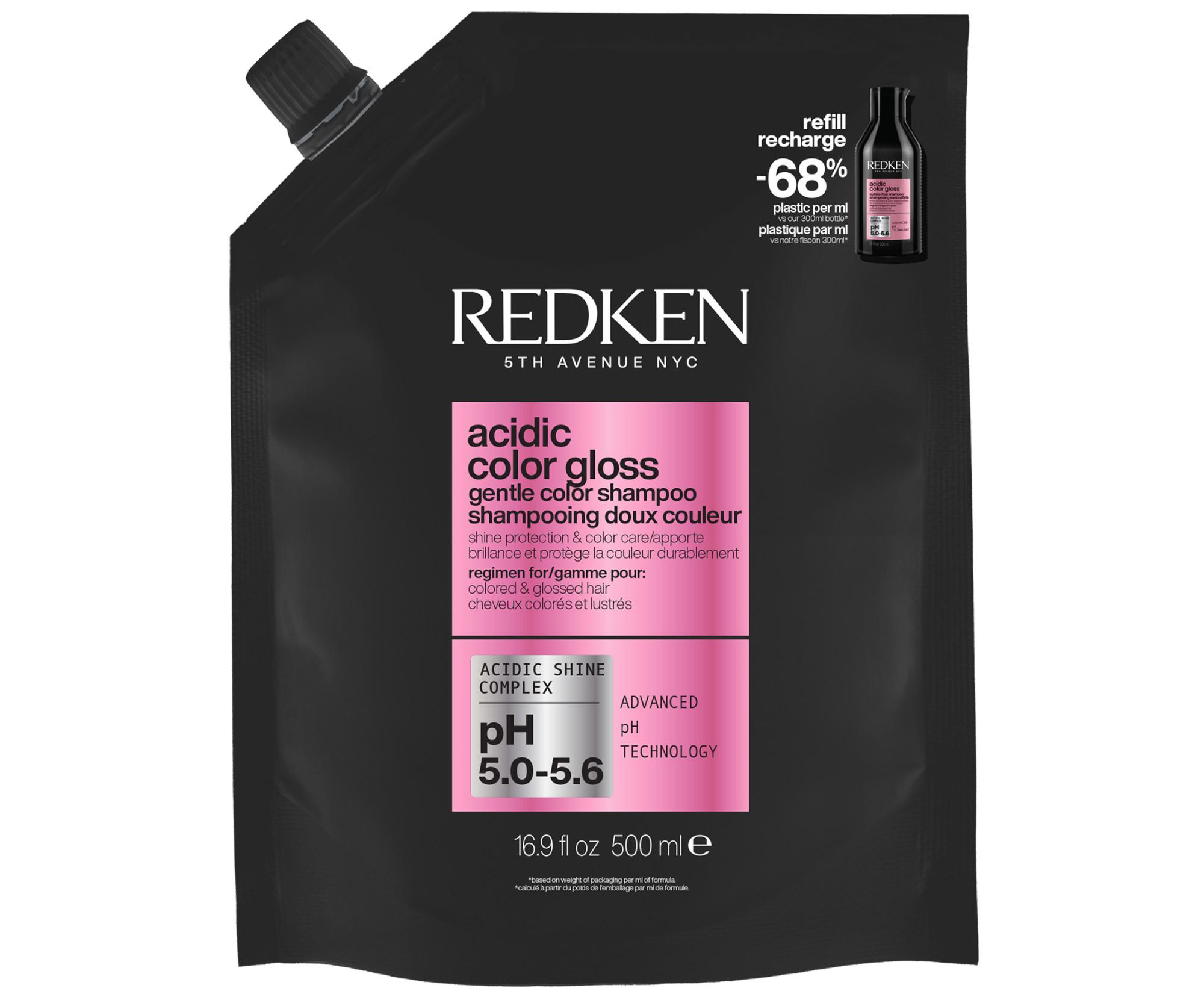 E-shop Rozjasňujúci šampón pre farbené vlasy Redken Acidic Color Gloss Gentle Color Shampoo - 500 ml, náhradná náplň + darček zadarmo