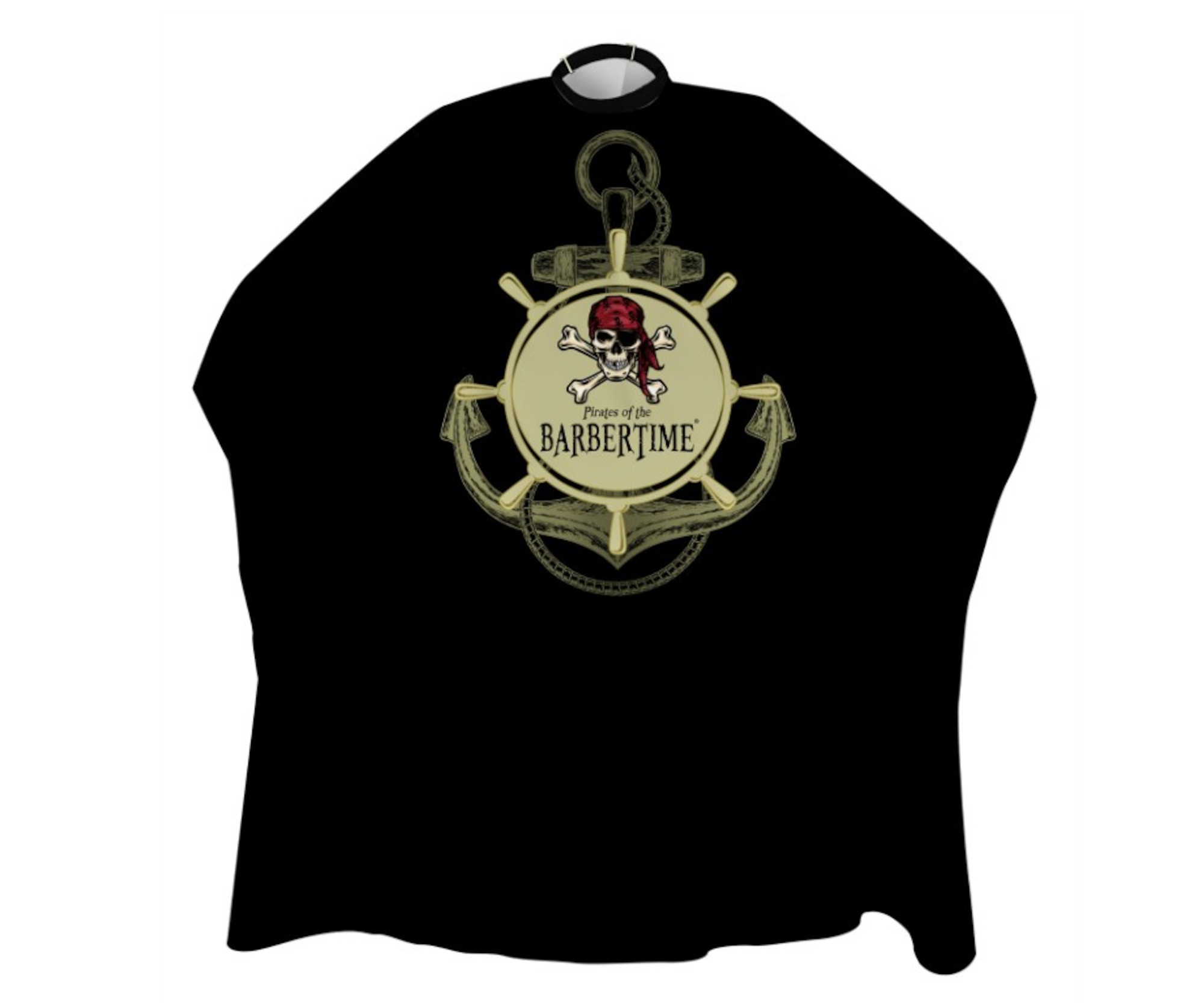 E-shop Pánska pláštenka na strihanie vlasov a fúzov Pirates of the Barbertime Crystal Barber Cape - čierna (BT 904) + darček zadarmo