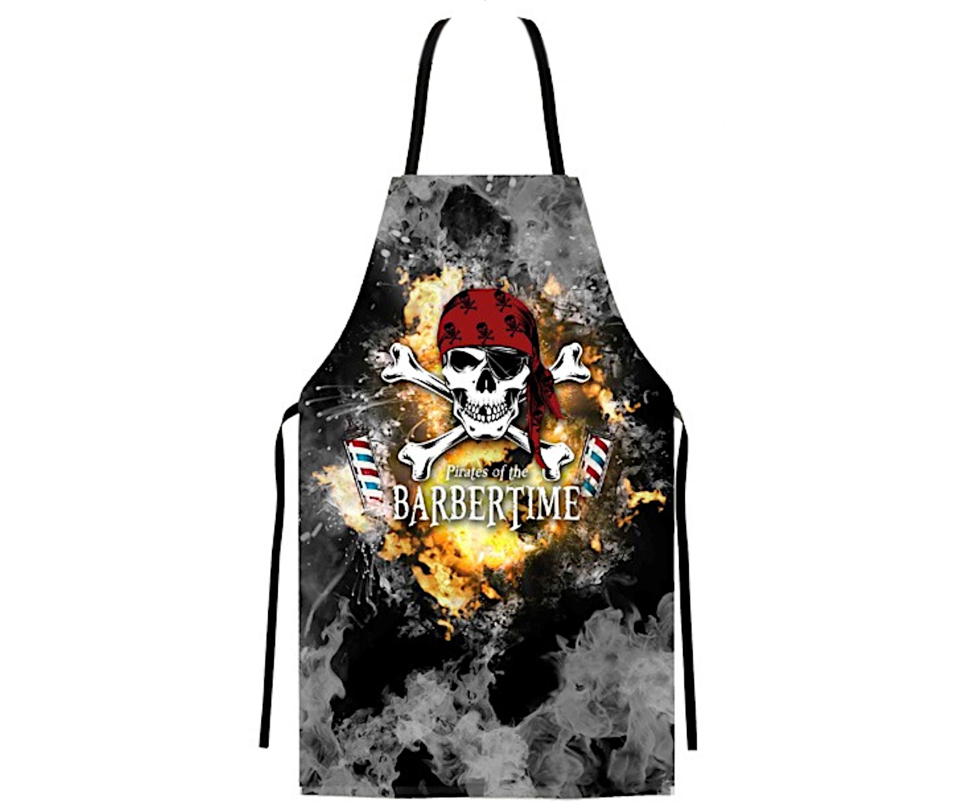 E-shop Pánska barber zástera Barbertime Smoky Pre Barber Apron - čierna - Pirates of the Barbertime + darček zadarmo