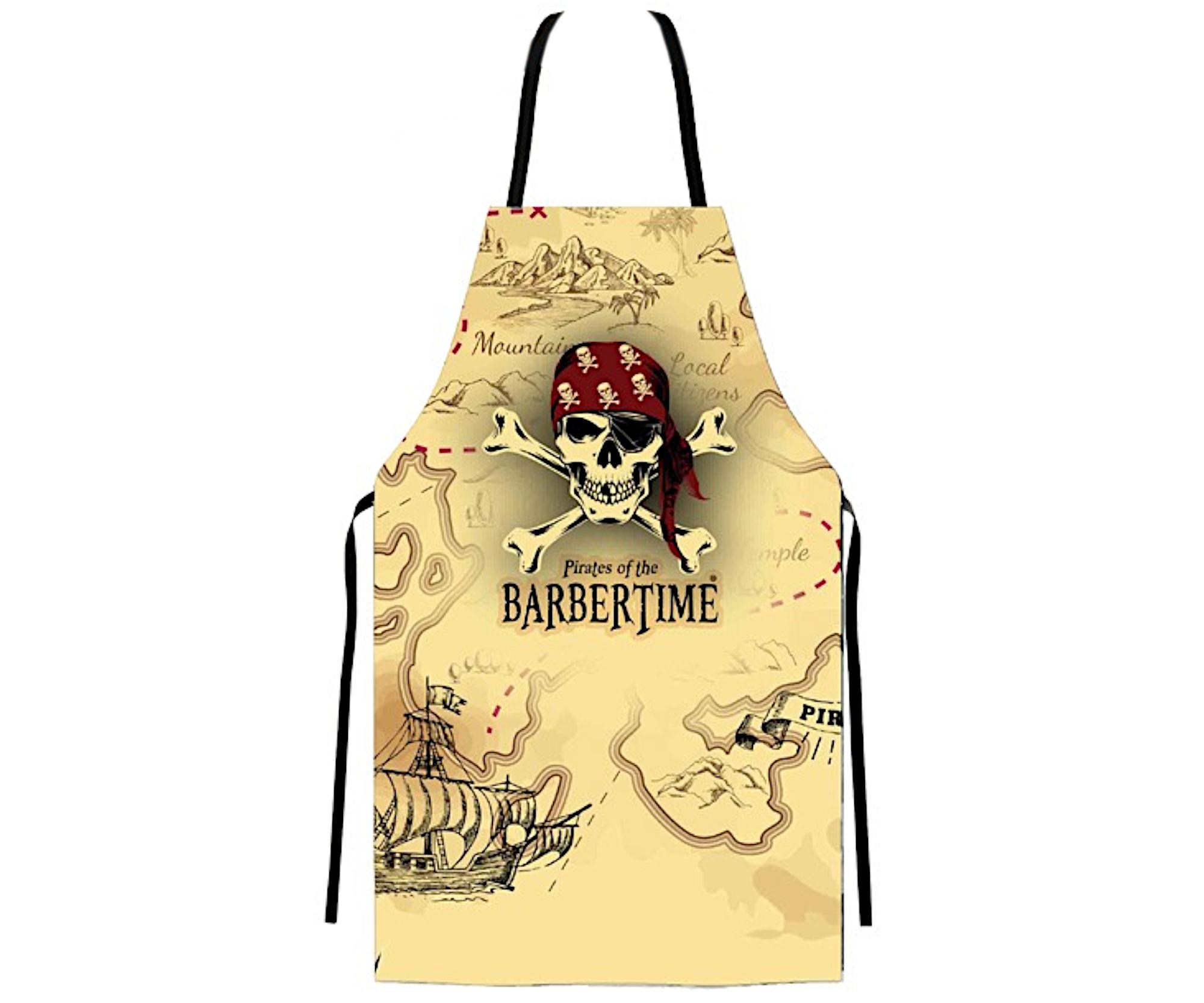 E-shop Pánska barber zástera Barbertime Mapped Pro Barber Apron - žltá - Pirates of the Barbertime + darček zadarmo