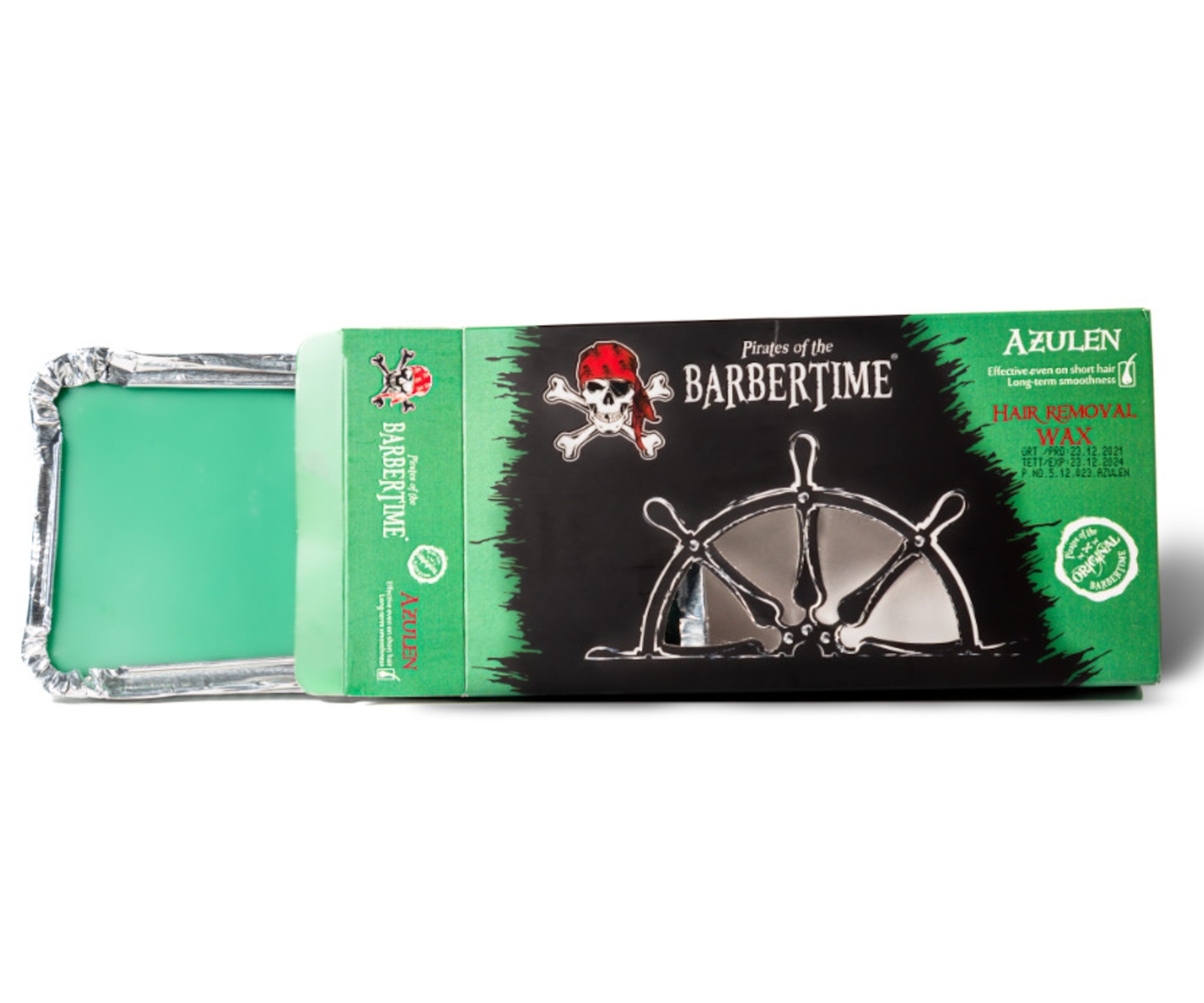 E-shop Depilačný vosk Pirates of the Barbertime Hard Removal Wax Azulen - zelený, 500 g + darček zadarmo