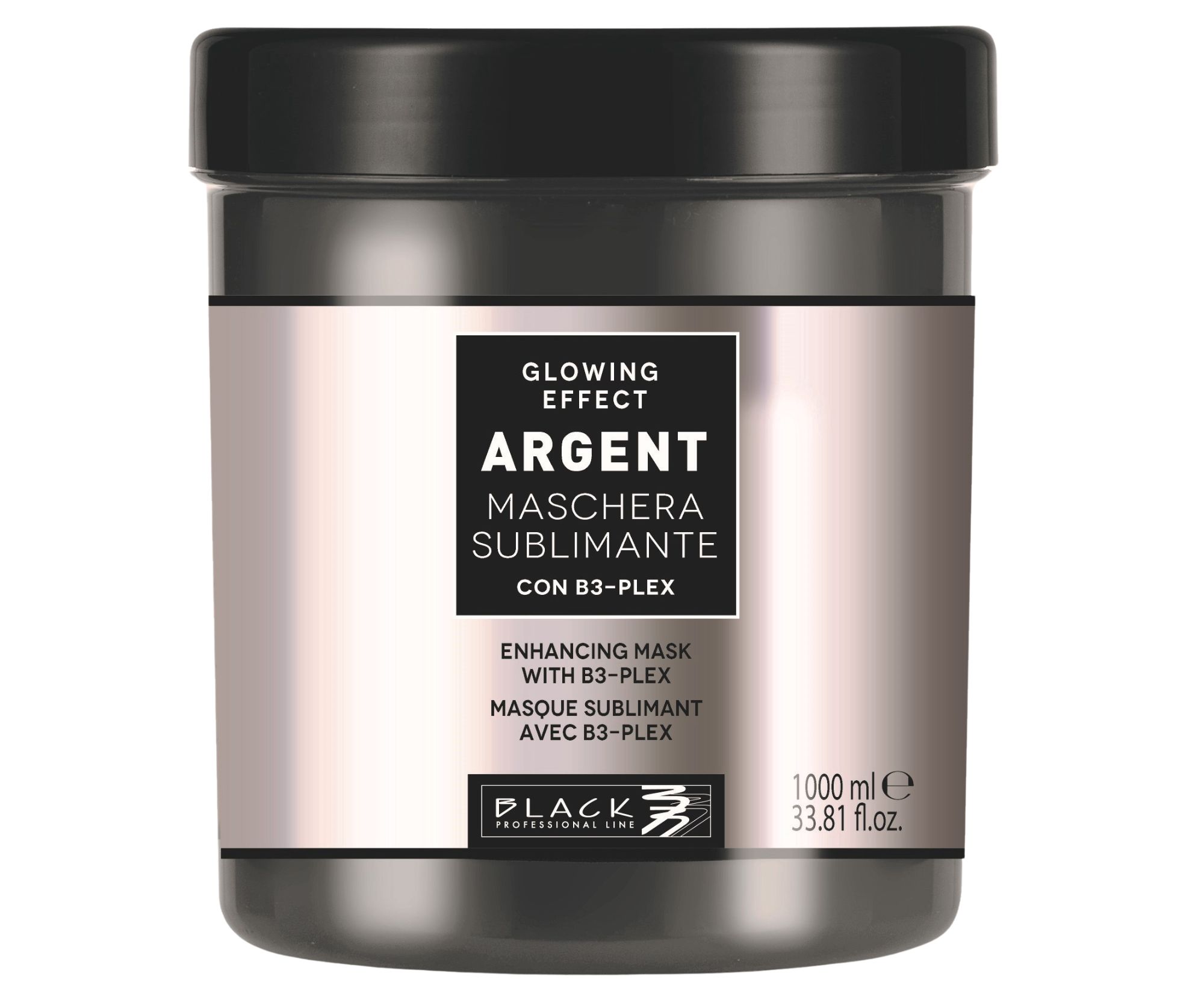 E-shop Maska na oslabené a lámavé vlasy Black Professional Argent Glowing Effect - 1000 ml + darček zadarmo