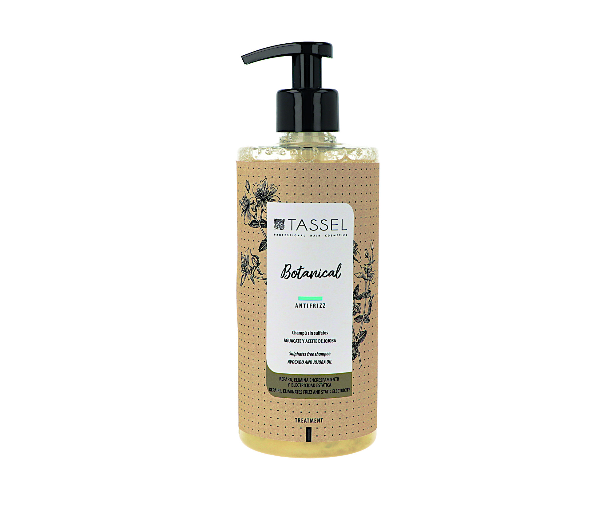 E-shop Šampón pre nepoddajné a kučeravé vlasy Tassel Cosmetics Botanical Antifrizz - 500 ml (07605) + darček zadarmo