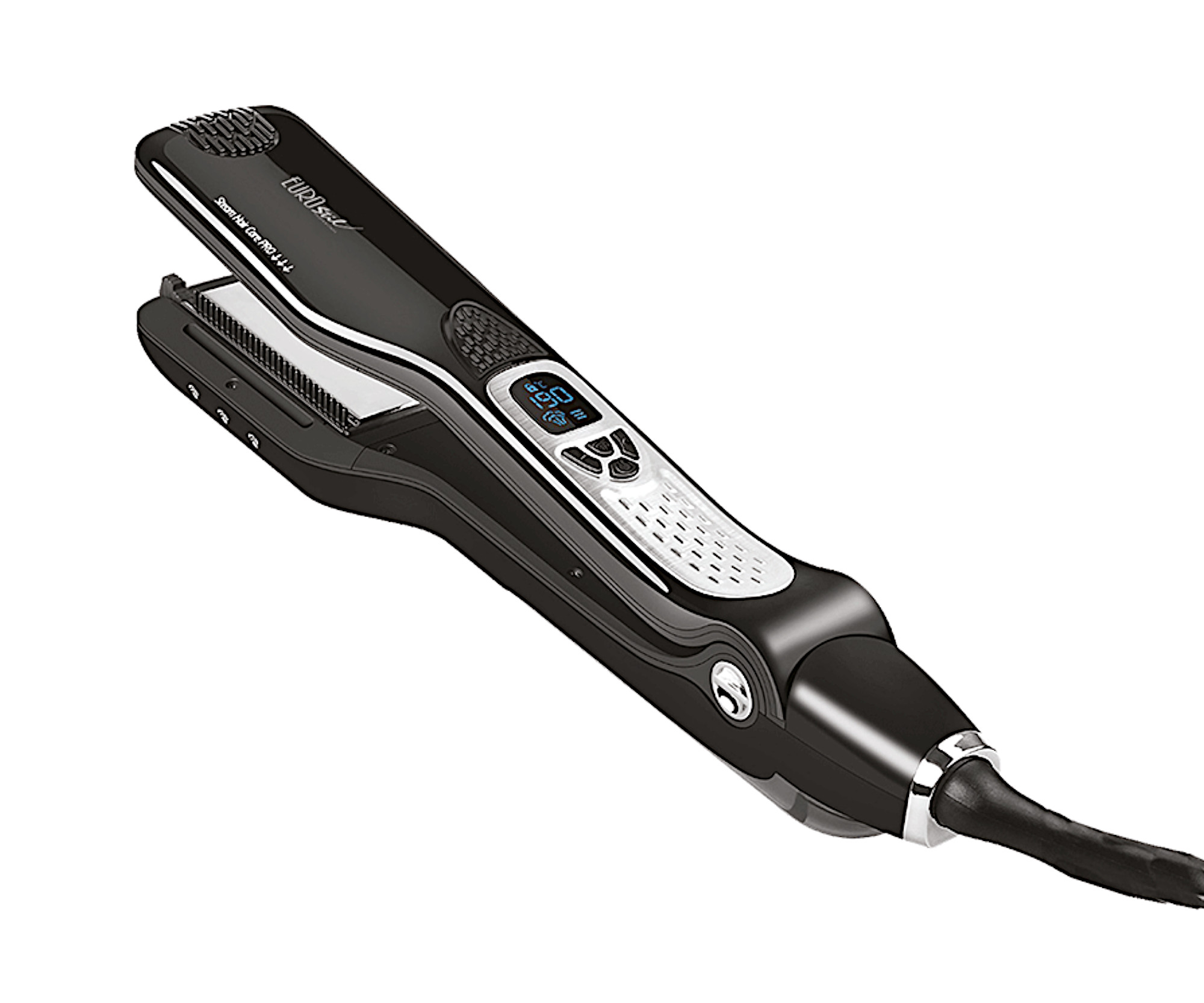 E-shop Profesionálna parná žehlička na vlasy Eurostil Professional Steam Hair Straightener 07820 - čierna + darček zadarmo