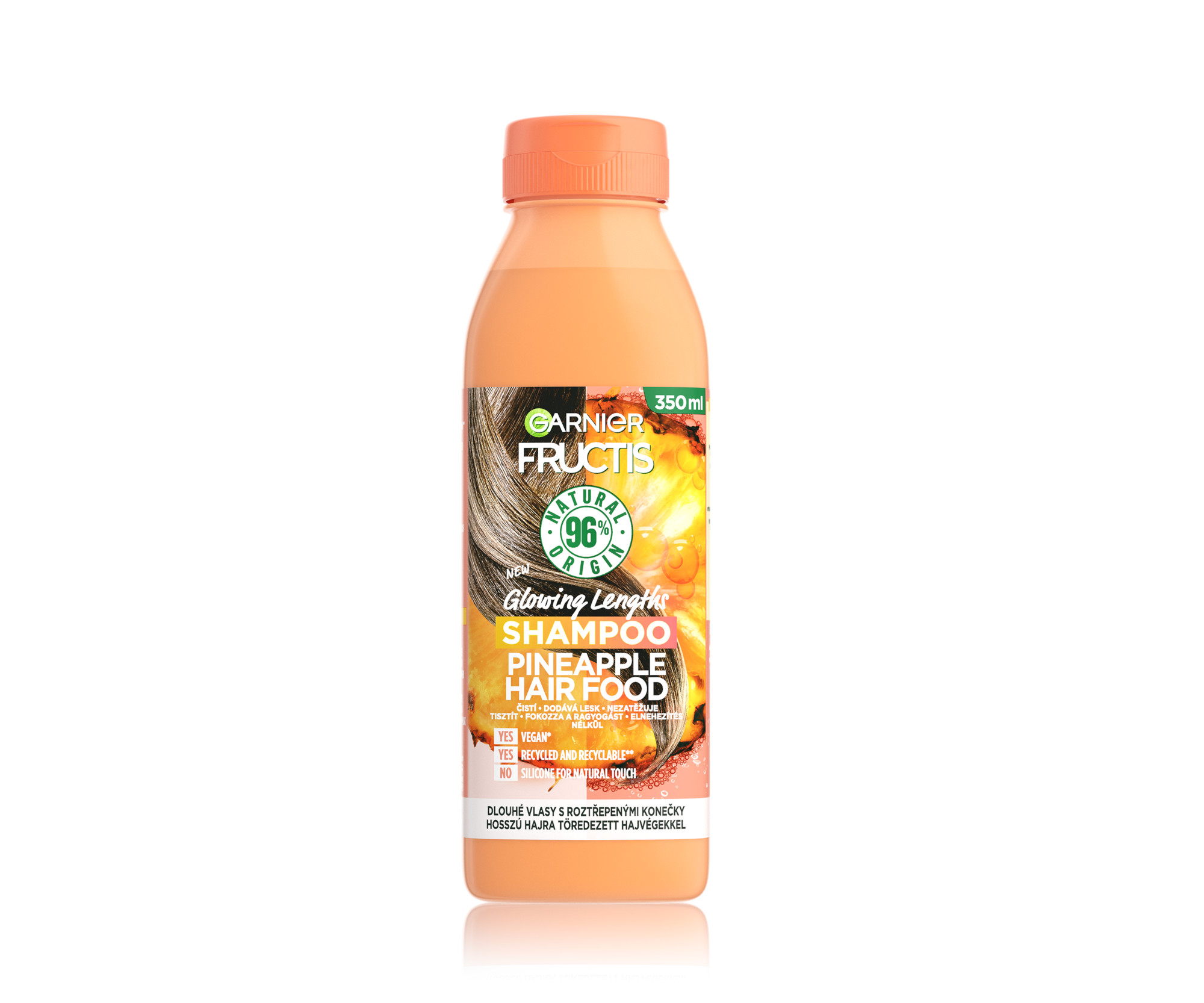 E-shop Rozjasňujúci šampón pre dlhé vlasy Garnier Fructis Shampoo Pineapple Hair Food - 350 ml + darček zadarmo