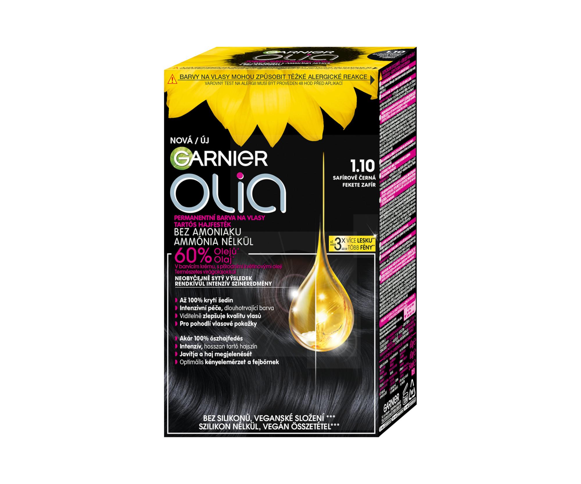 E-shop Permanentná olejová farba Garnier Olia 1.10 zafírovo čierna + darček zadarmo