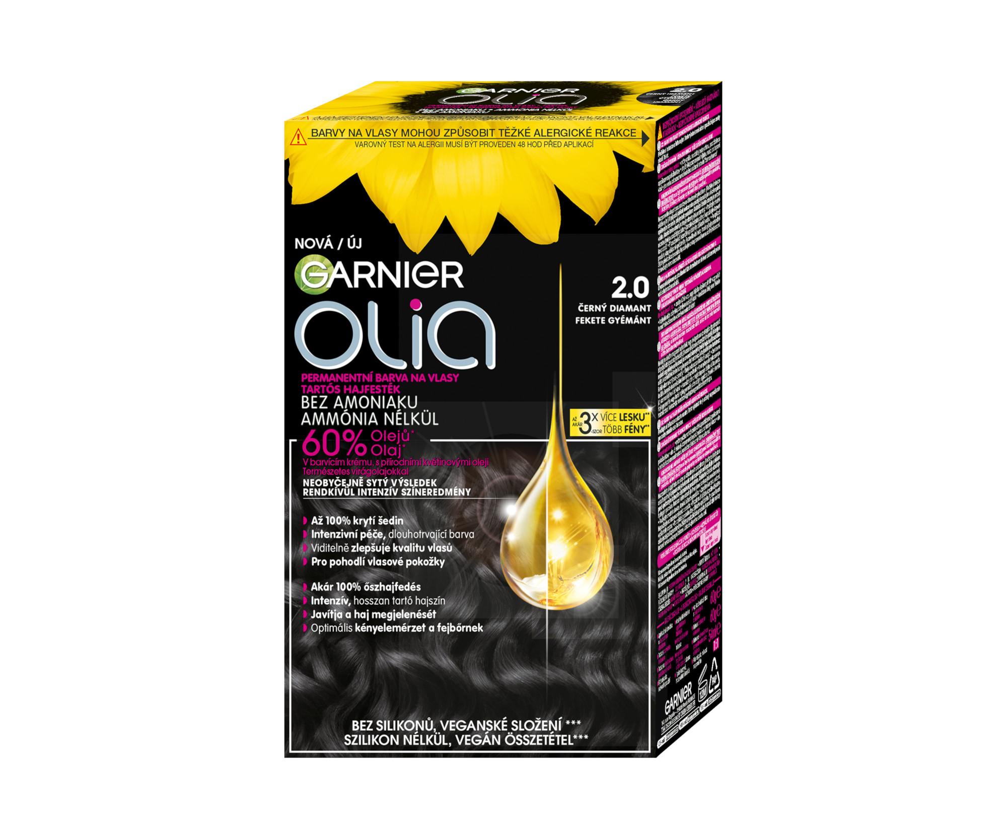 E-shop Permanentná olejová farba Garnier Olia - 2.0 čierny diamant + darček zadarmo