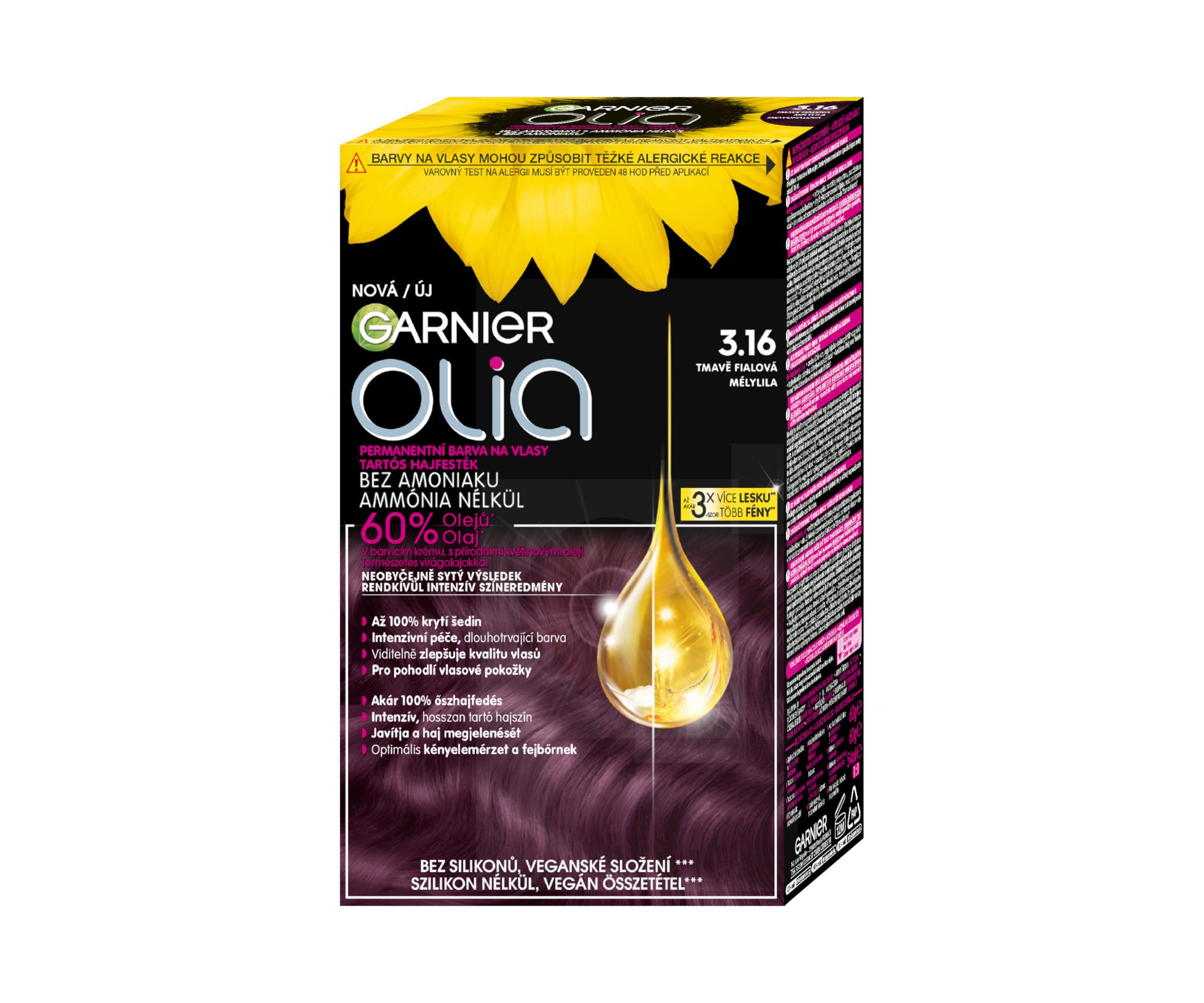 E-shop Permanentná olejová farba Garnier Olia 3.16 tmavo fialová + darček zadarmo