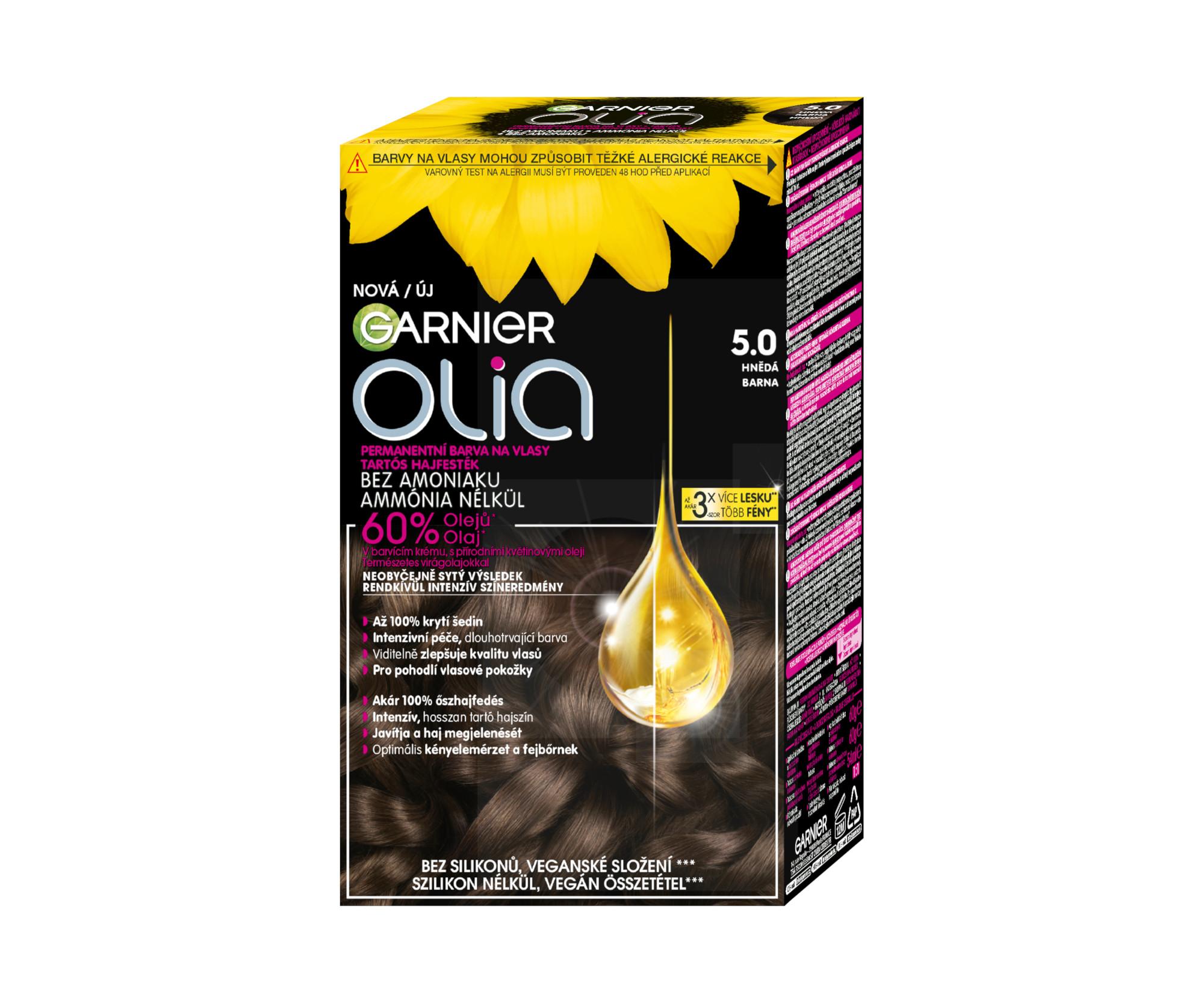 E-shop Permanentná olejová farba Garnier Olia 5.0 hnedá + darček zadarmo