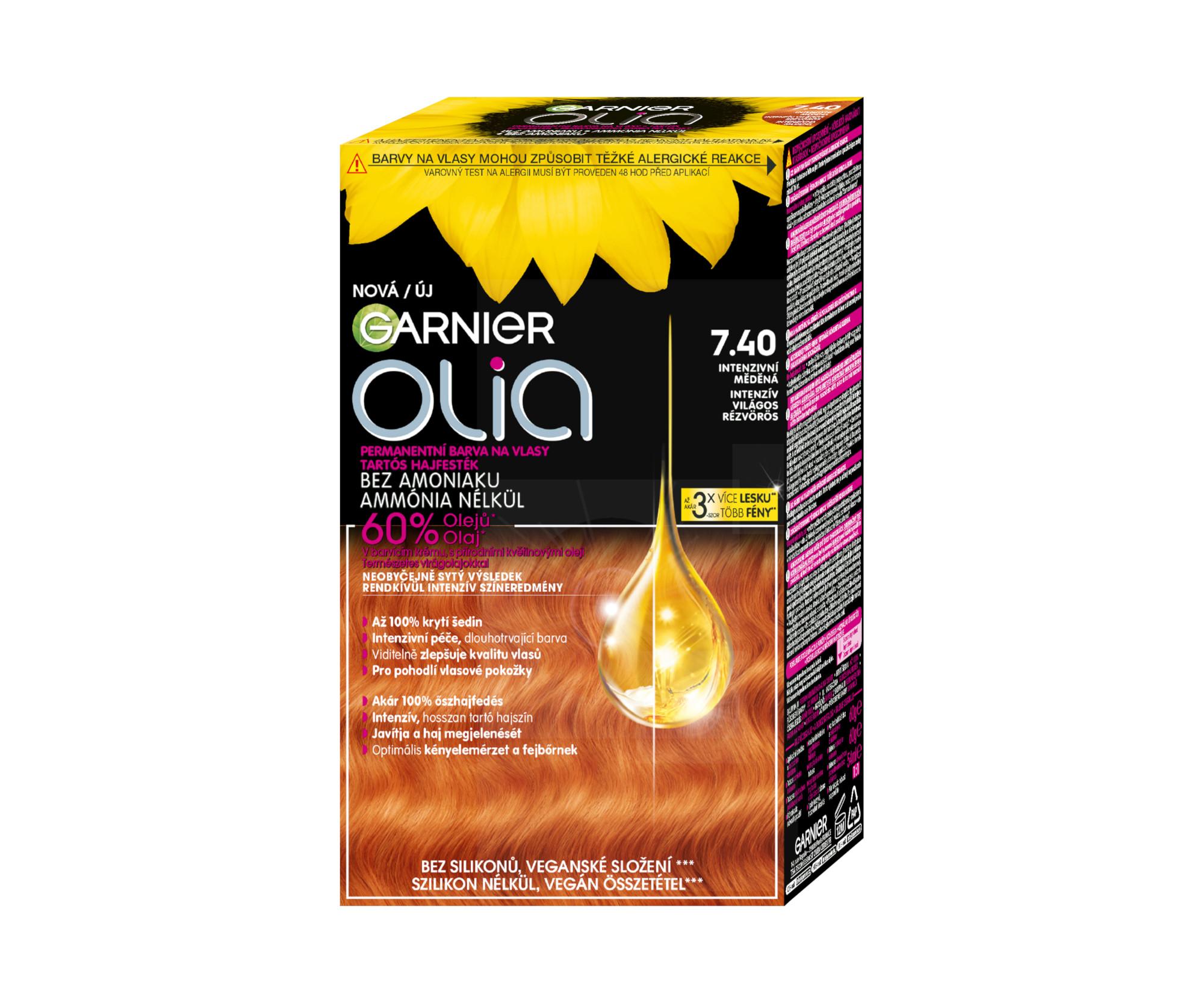 E-shop Permanentná olejová farba Garnier Olia 7.40 intenzívna medená + darček zadarmo