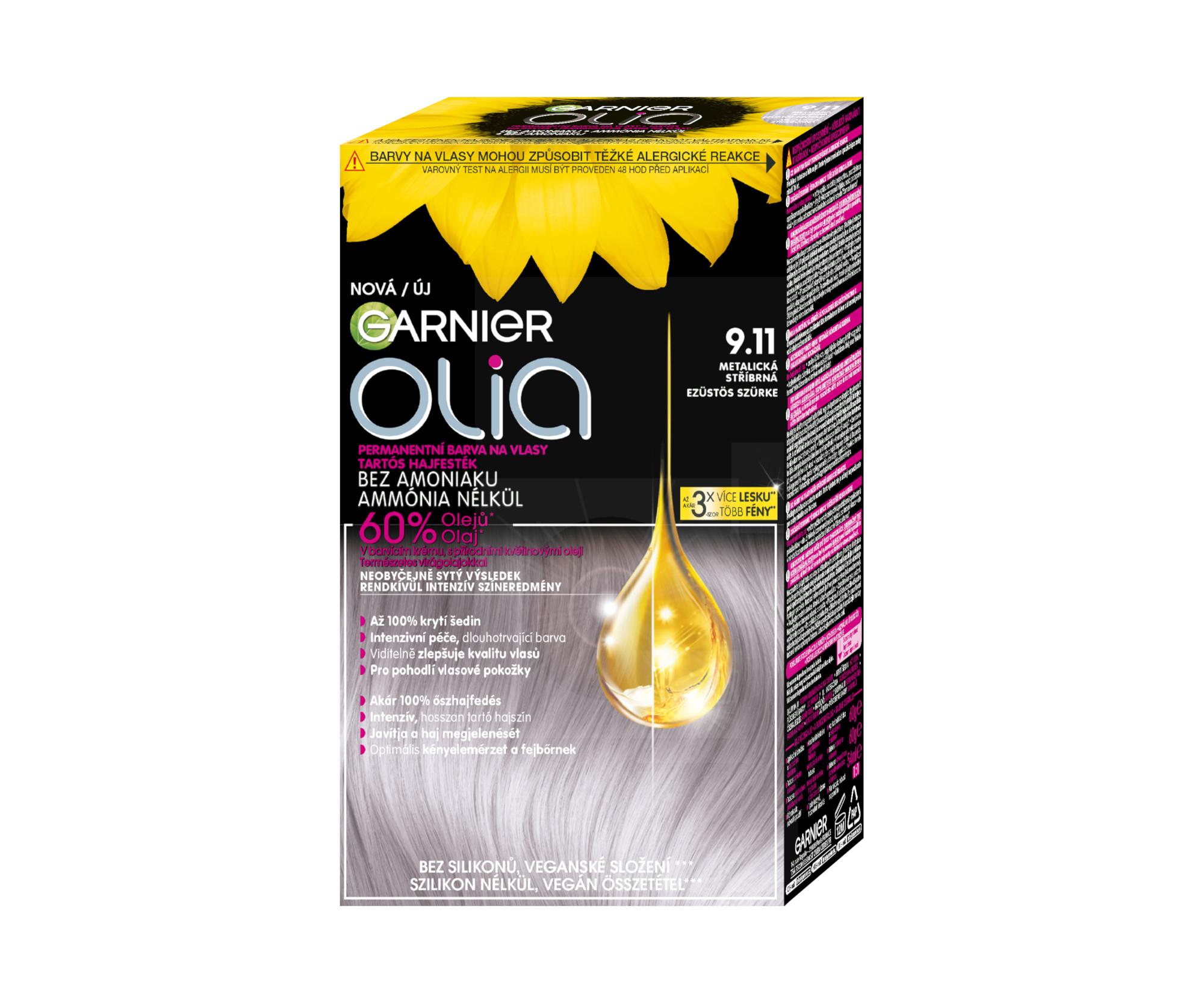 E-shop Permanentná olejová farba Garnier Olia 9.11 metalická strieborná + darček zadarmo