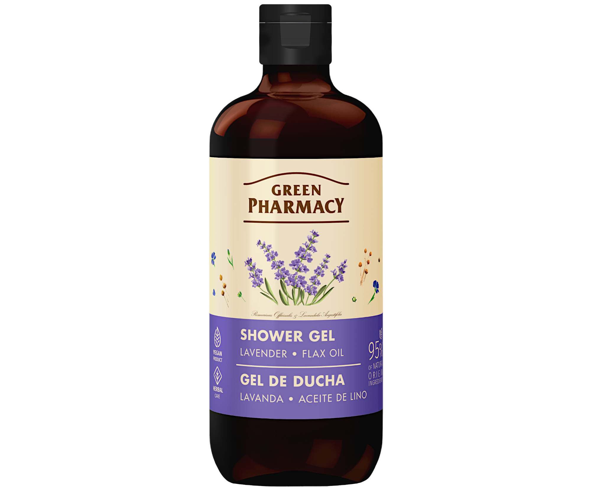 E-shop Sprchový gél s levanduľou a ľanovým semienkom Green Pharmacy Shower Gel - 500 ml