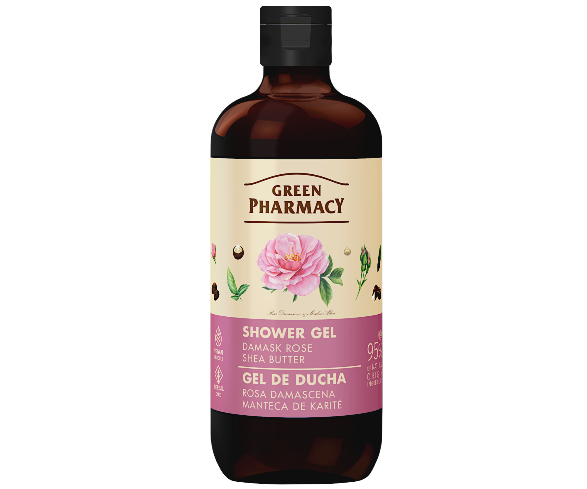 E-shop Sprchový gél s damašskou ružou a bambuckým maslom Green Pharmacy Shower Gel - 500 ml