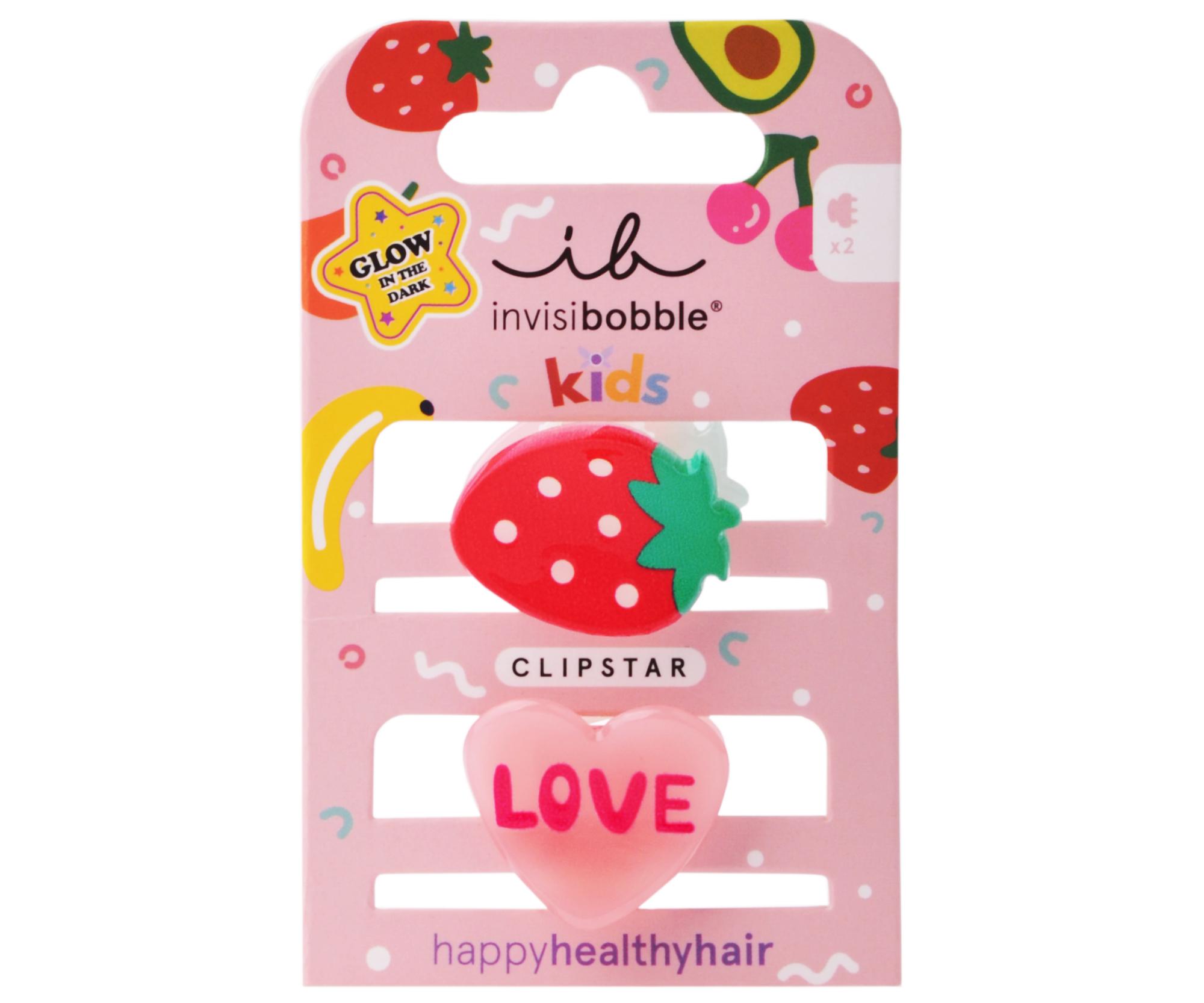 E-shop Detské veselé škripčeky do vlasov Invisibobble Clipstar Frutti Strawberry - 2 ks + darček zadarmo