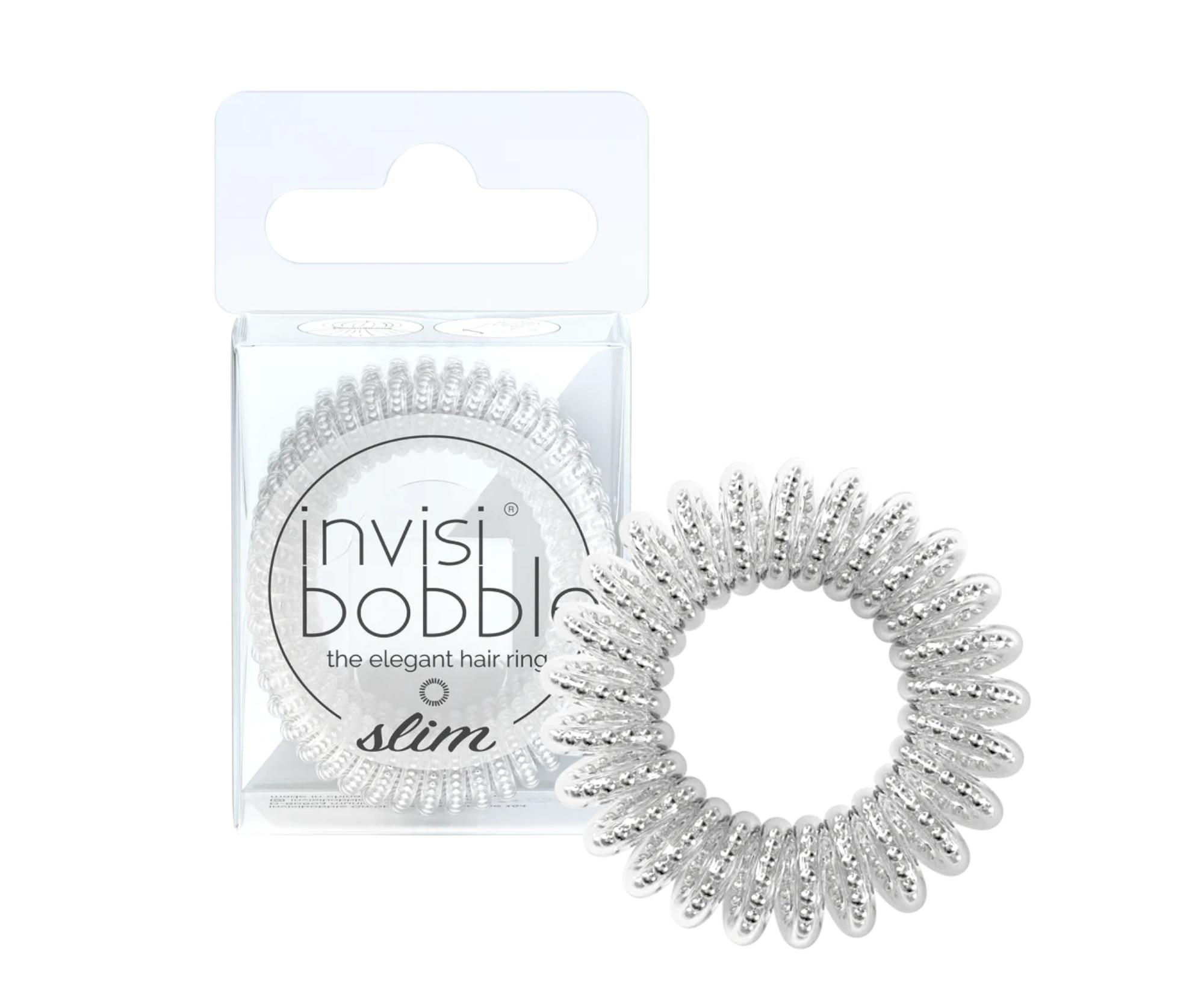 E-shop Tenká špirálová gumička do vlasov Invisibobble Slim Mother of Chrome - strieborná, 3 ks (IB-SL-PA-1-1004)