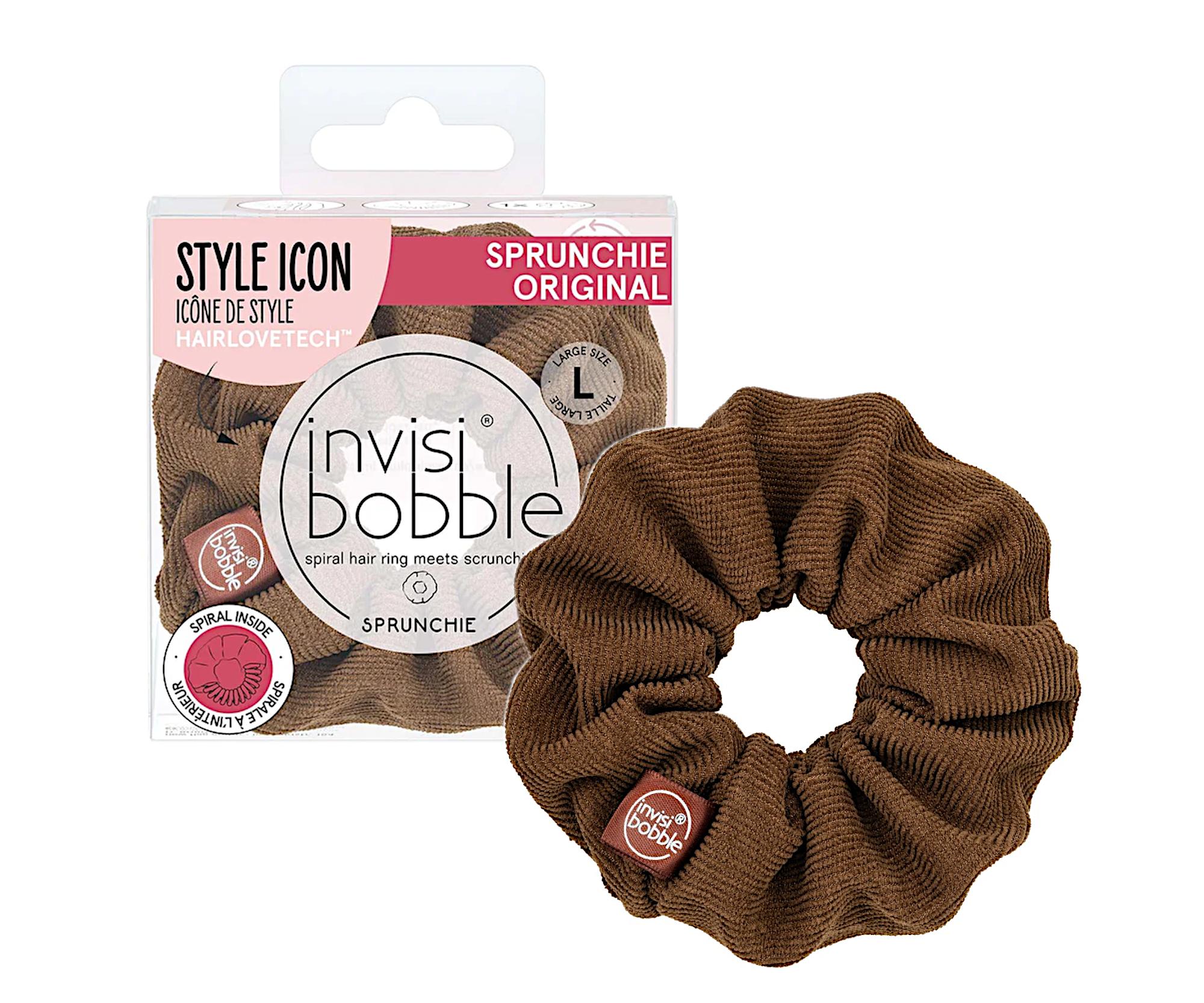 E-shop Ozdobná špirálová gumička Invisibobble Sprunchia Original Woke Up Like This - hnedá (IB-SP-PA-1-1008)