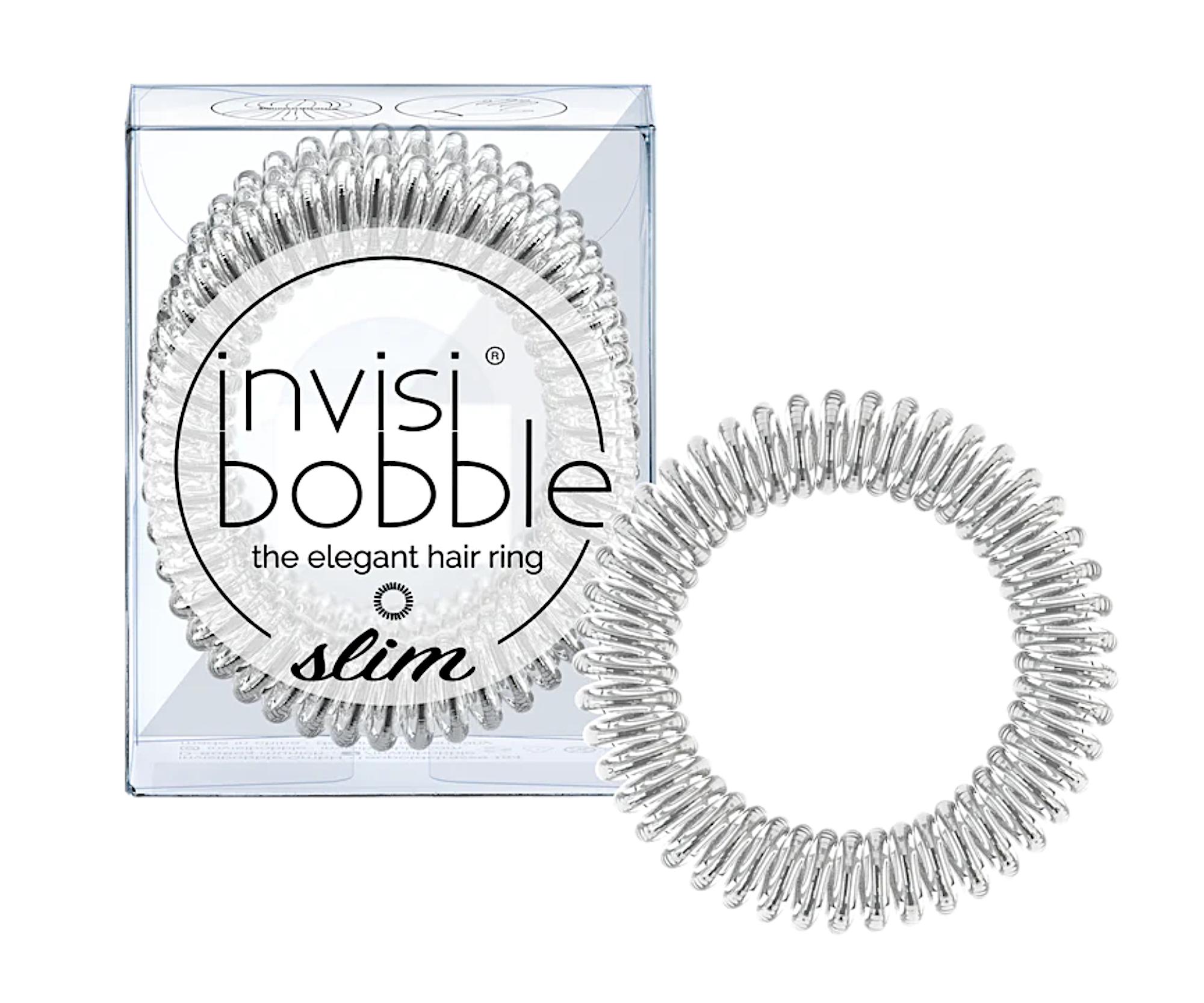 E-shop Tenká špirálová gumička do vlasov Invisibobble Slim Chrome Sweet Chrome - strieborná, 3 ks (IB-SL-PC10003-2)