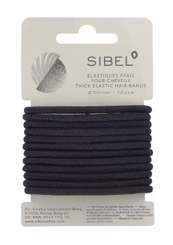 E-shop Silné gumičky do vlasov Sibel - 50 mm, 12 ks, čierne (4441412)