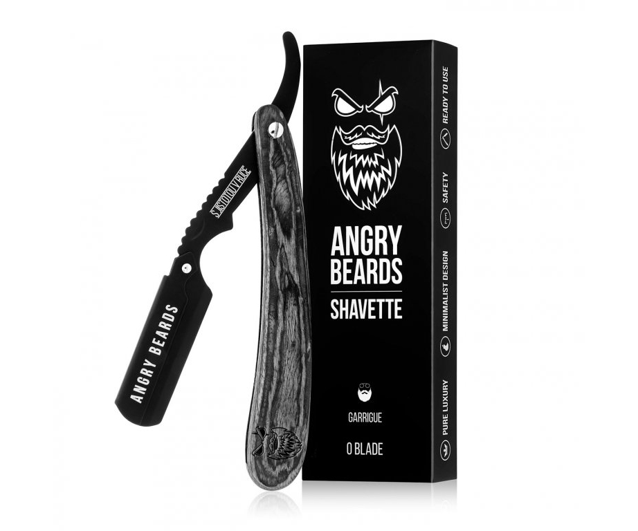 E-shop Britva na holenie fúzov Angry Beards Shavette Garrigue - čierna (SHAVETTA-GARRIGUE) + darček zadarmo