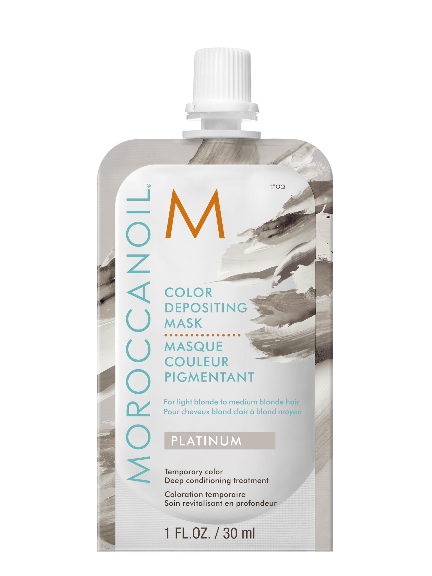 E-shop Tónujúca maska na vlasy Moroccanoil Color Depositing - Platinum, 30 ml + darček zadarmo