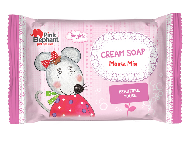 E-shop Detské krémové tuhé mydlo Pink Elephant Myška Mia - 90 g