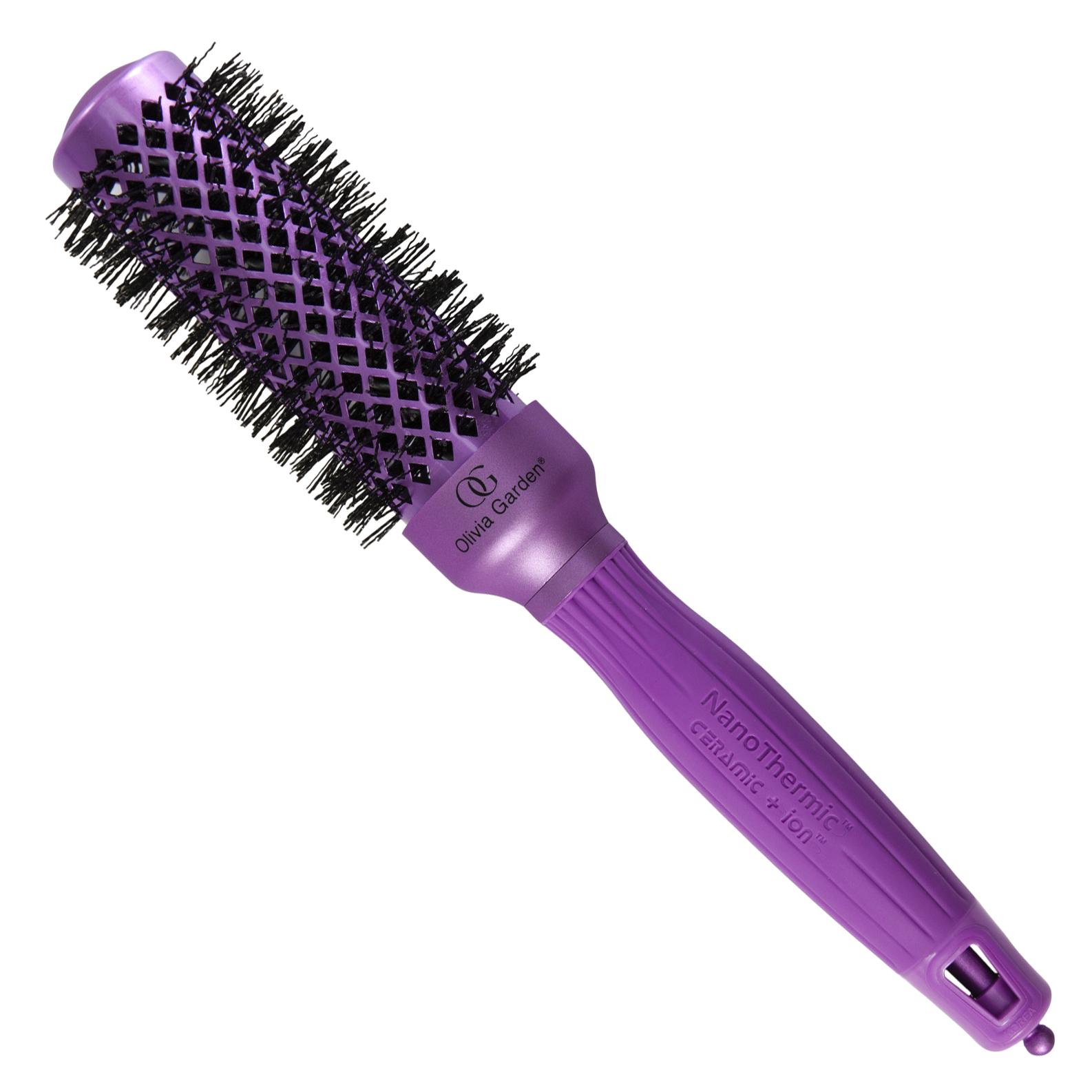 E-shop Kefa s nylonovými štetinami Olivia Garden NanoThermic Thermal Violet Valentine - 34 mm (VIO-34) + darček zadarmo