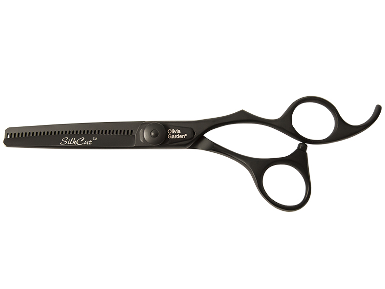 E-shop Efilačné nožnice Olivia Garden SilkCut Thinner EUR 6,35" Matt Black Edition - matne čierne (T6.35BL) + darček zadarmo