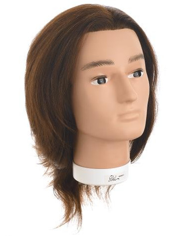 E-shop Cvičná pánska hlava s prírodnými vlasmi Sibel Bobby - hnedá, 15-25 cm (0030631) + darček zadarmo