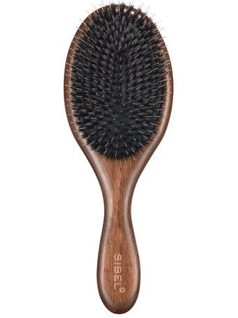 E-shop Oválna drevena kefa na vlasy s kančími a nylonovými štetinami Sibel Decopad - 24 x 8 cm (8470122) + darček zadarmo