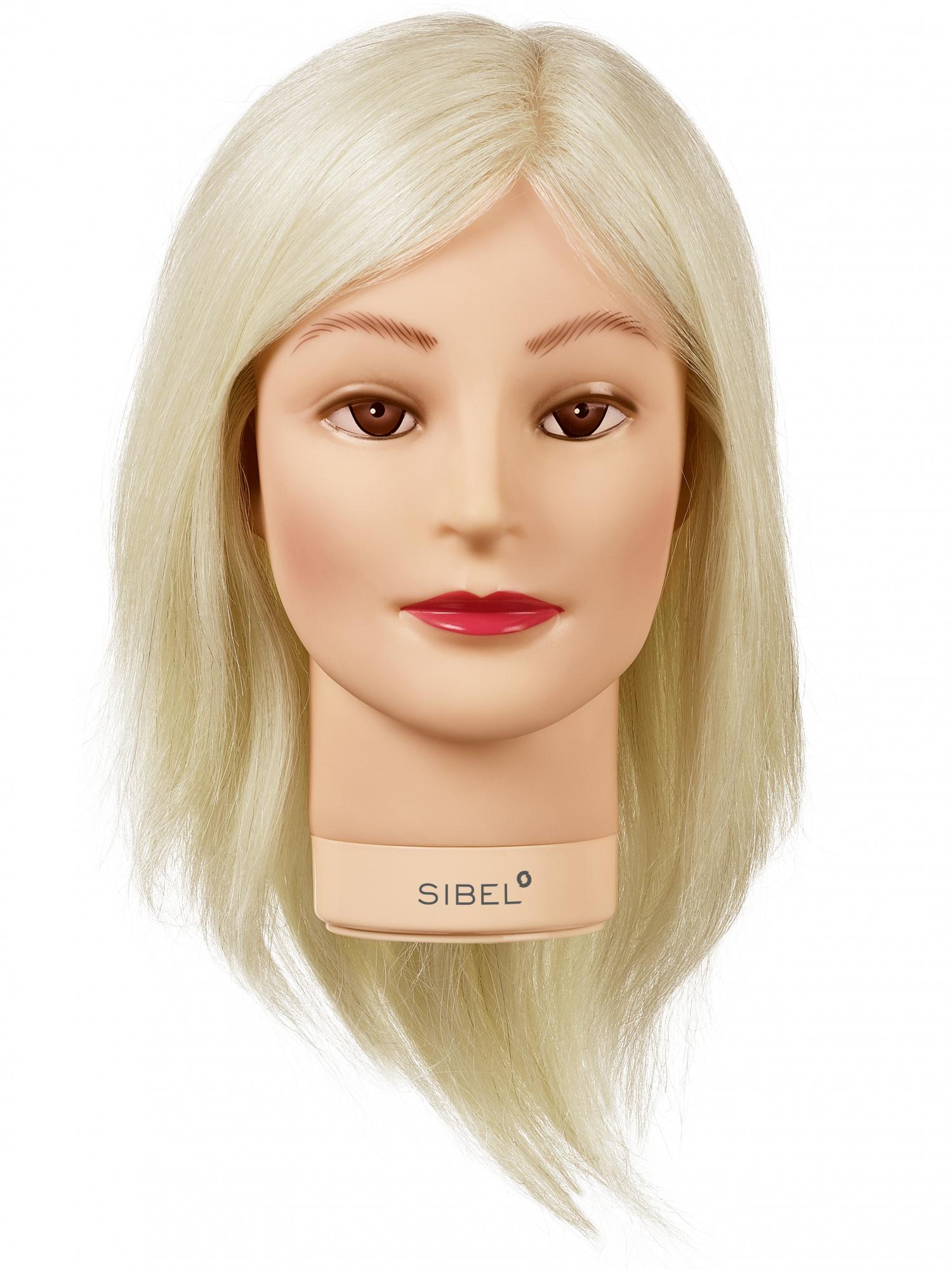 Cvičná hlava s prírodnými vlasmi Sibel Blondy - blond, 20-30 cm (0040311) + darček zadarmo