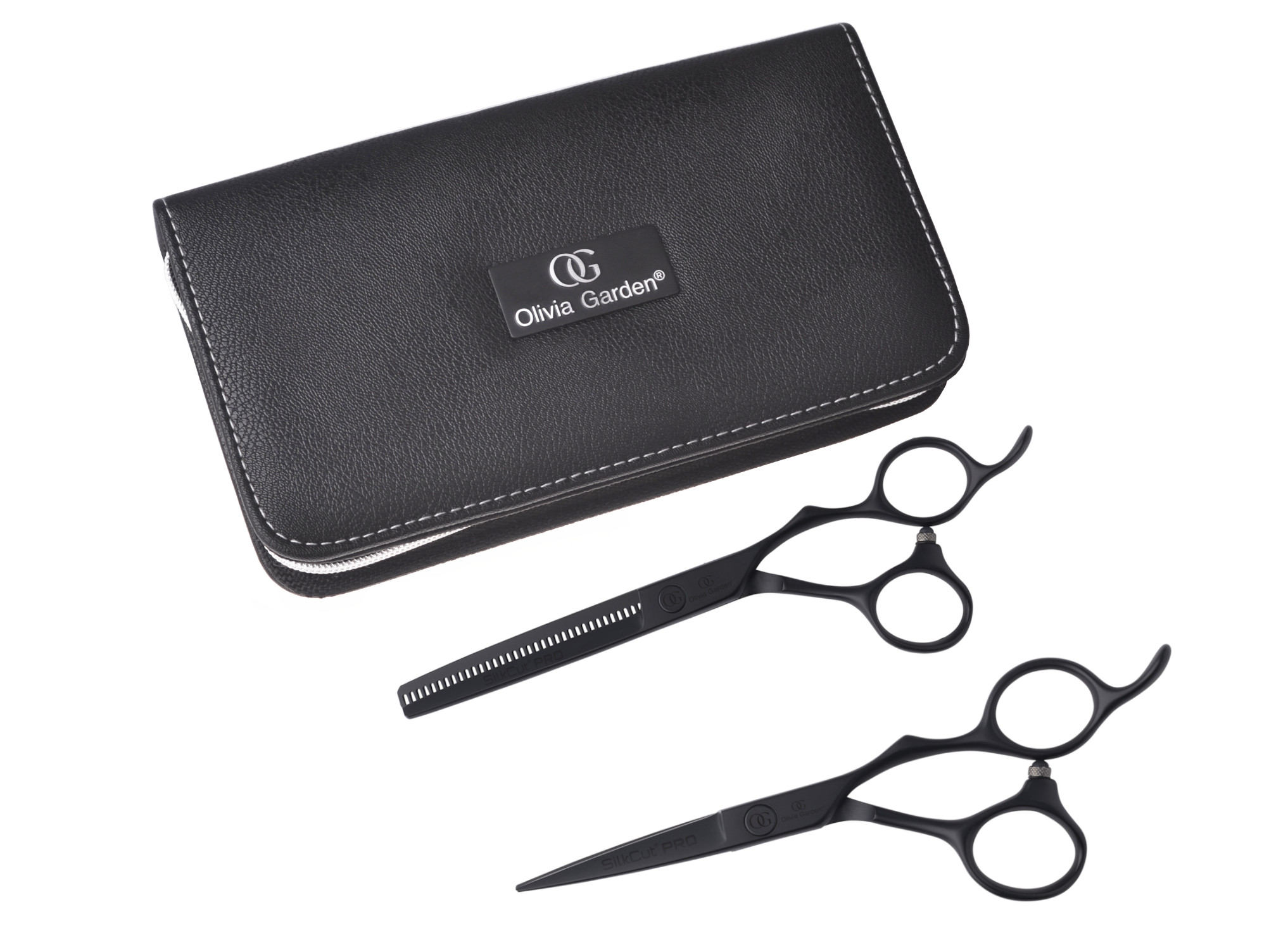 E-shop Sada kaderníckych nožníc 5,75"a efilačných nožníc 6,35" SilkCut Pro Matt Black Olivia Garden (PRO5.75/6.35) + darček zadarmo