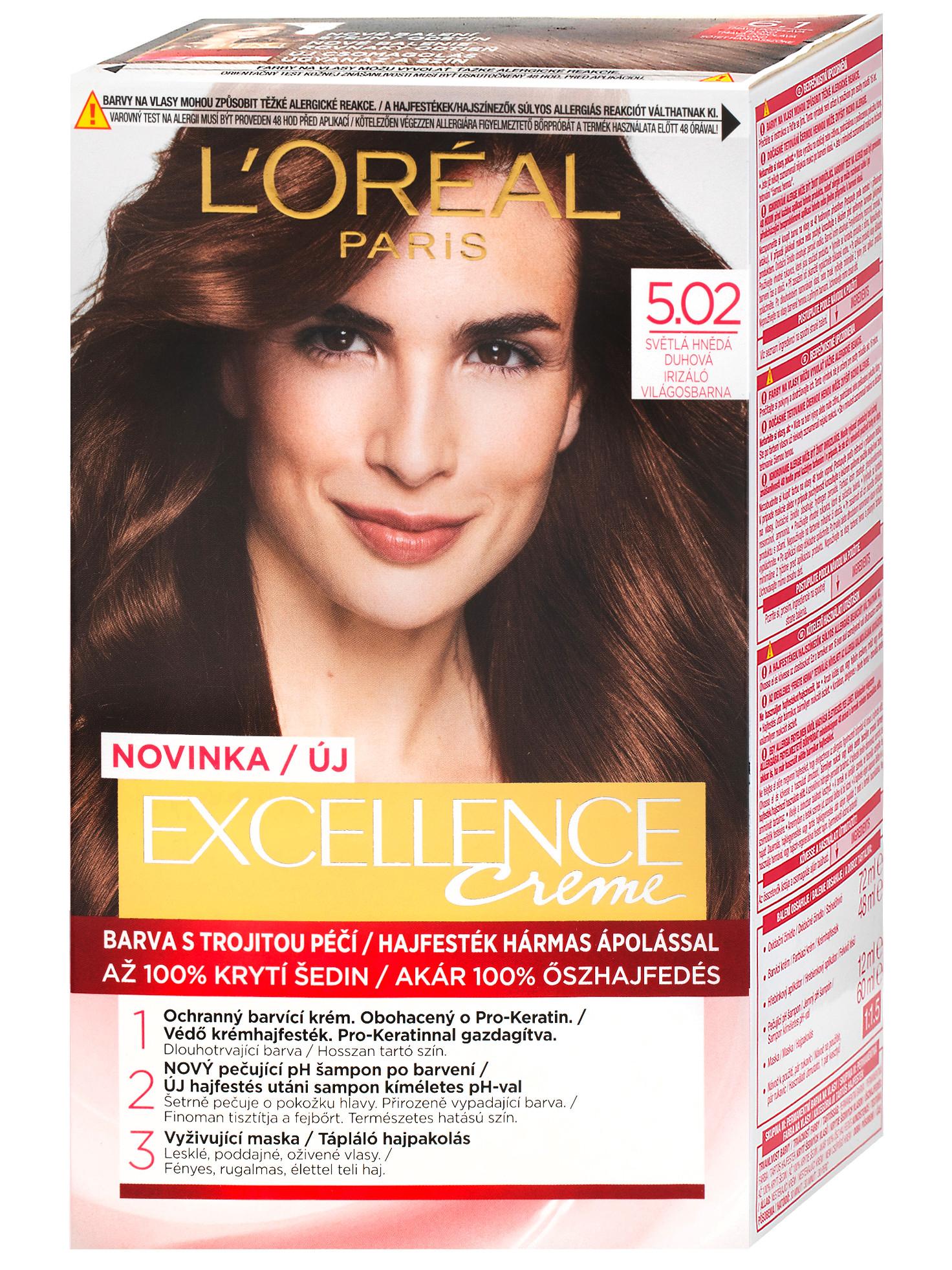 E-shop Permanentná farba Loréal Excellence 5.02 svetlá hnedá dúhová - L’Oréal Paris + darček zadarmo