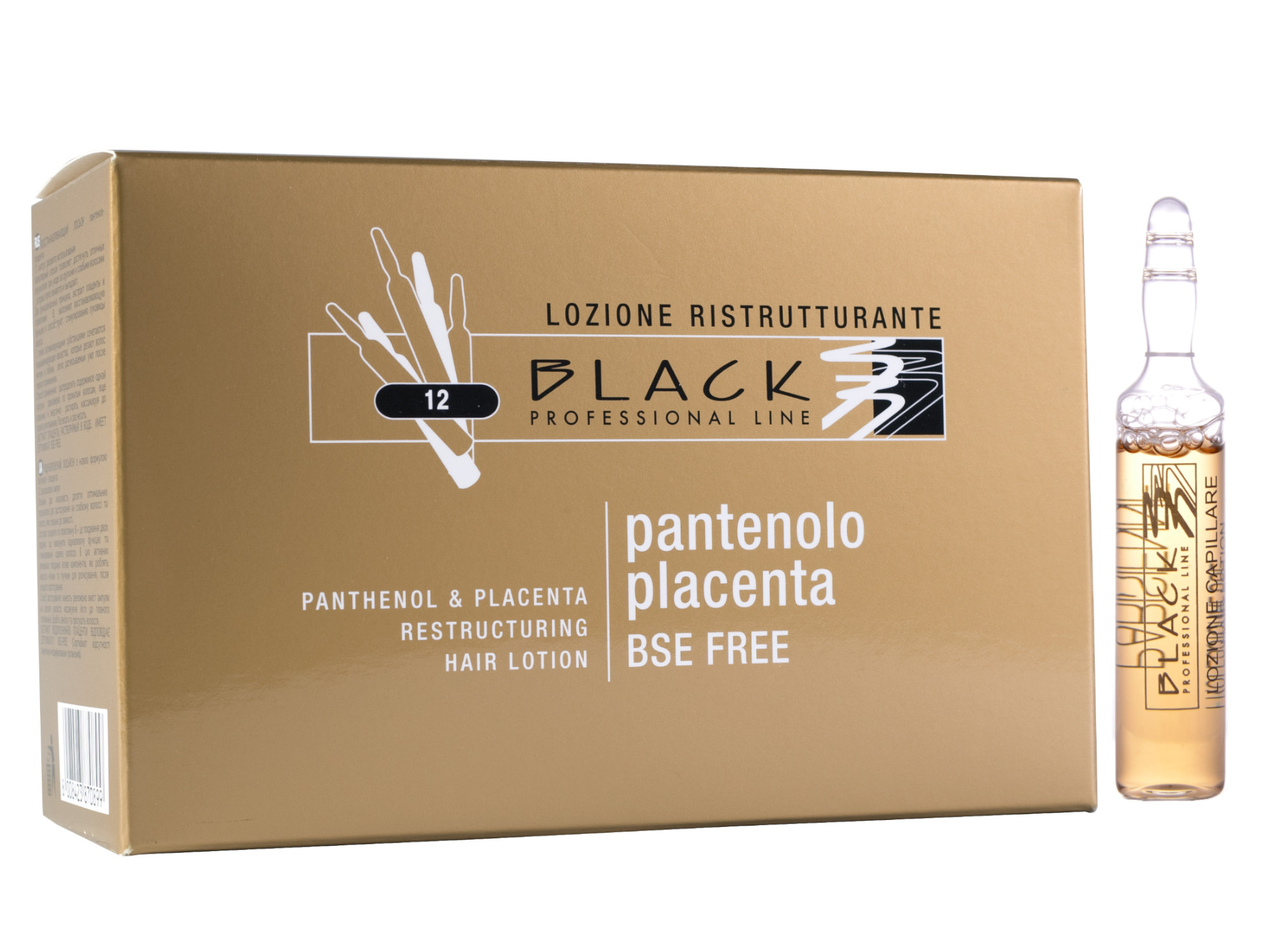 E-shop Ampulky k revitalizácii vlasov Black Panthenol a Placenta Hair Lotion - 12 x 10 ml (01078) + darček zadarmo