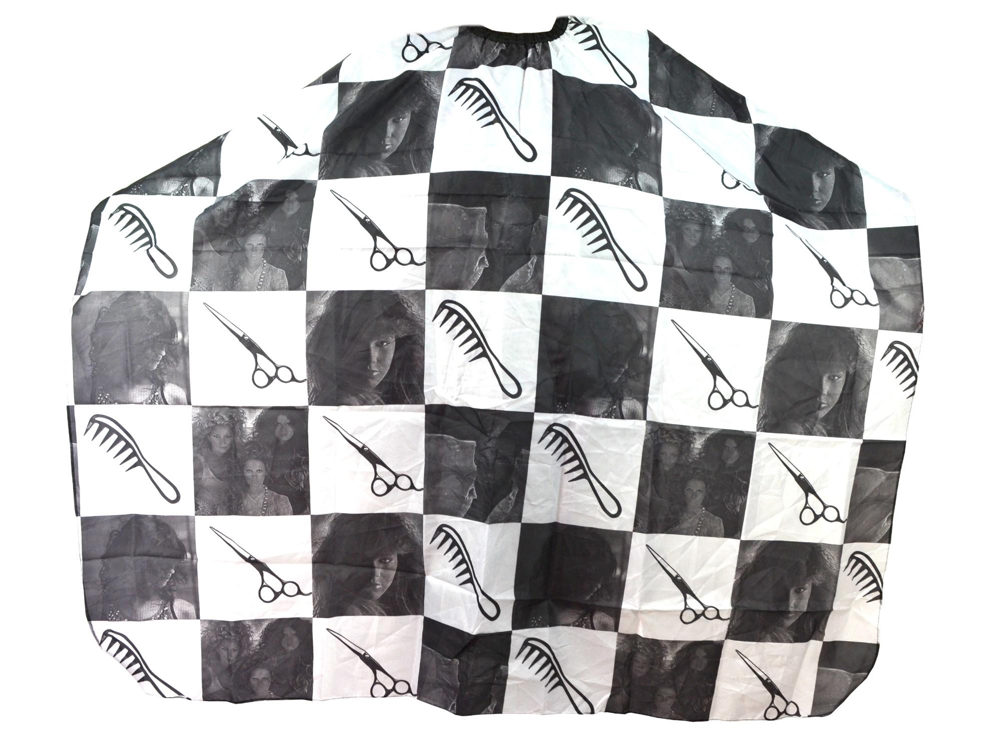 Kadernícka pláštenka na strihanie Duko 580 - čierna - upevnenie na suchý zips (580-black) + darček zadarmo