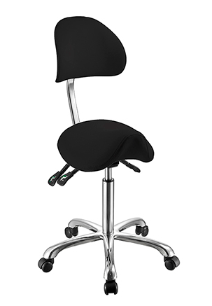E-shop Taburet na kolieskach s opierkou Weelko Noble - čierny (1025A-black) + darček zadarmo