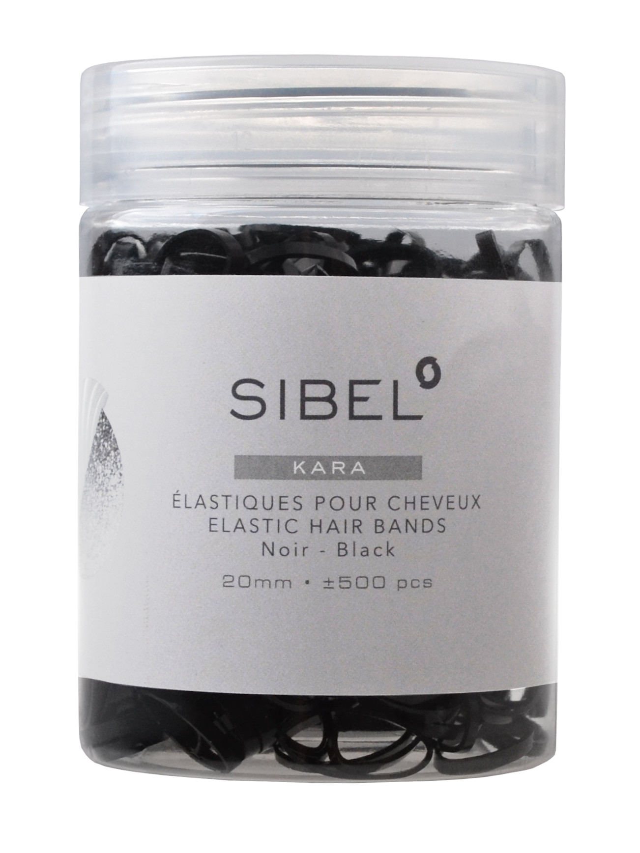 E-shop Gumičky do vlasov Sibel Kara Elastic - 20 mm, 500 ks, čierne (4432959) + darček zadarmo