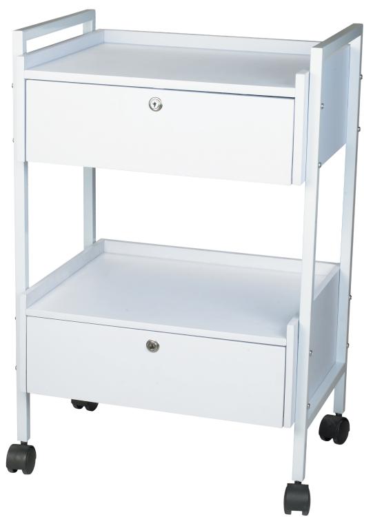 Kozmetický stolík na kolieskach Silverfox 1019, 2 zásuvky, biely + darček zadarmo