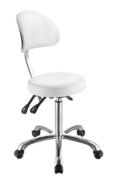 E-shop Taburet na kolieskach s opierkou SilverFox 1025B - biely + darček zadarmo