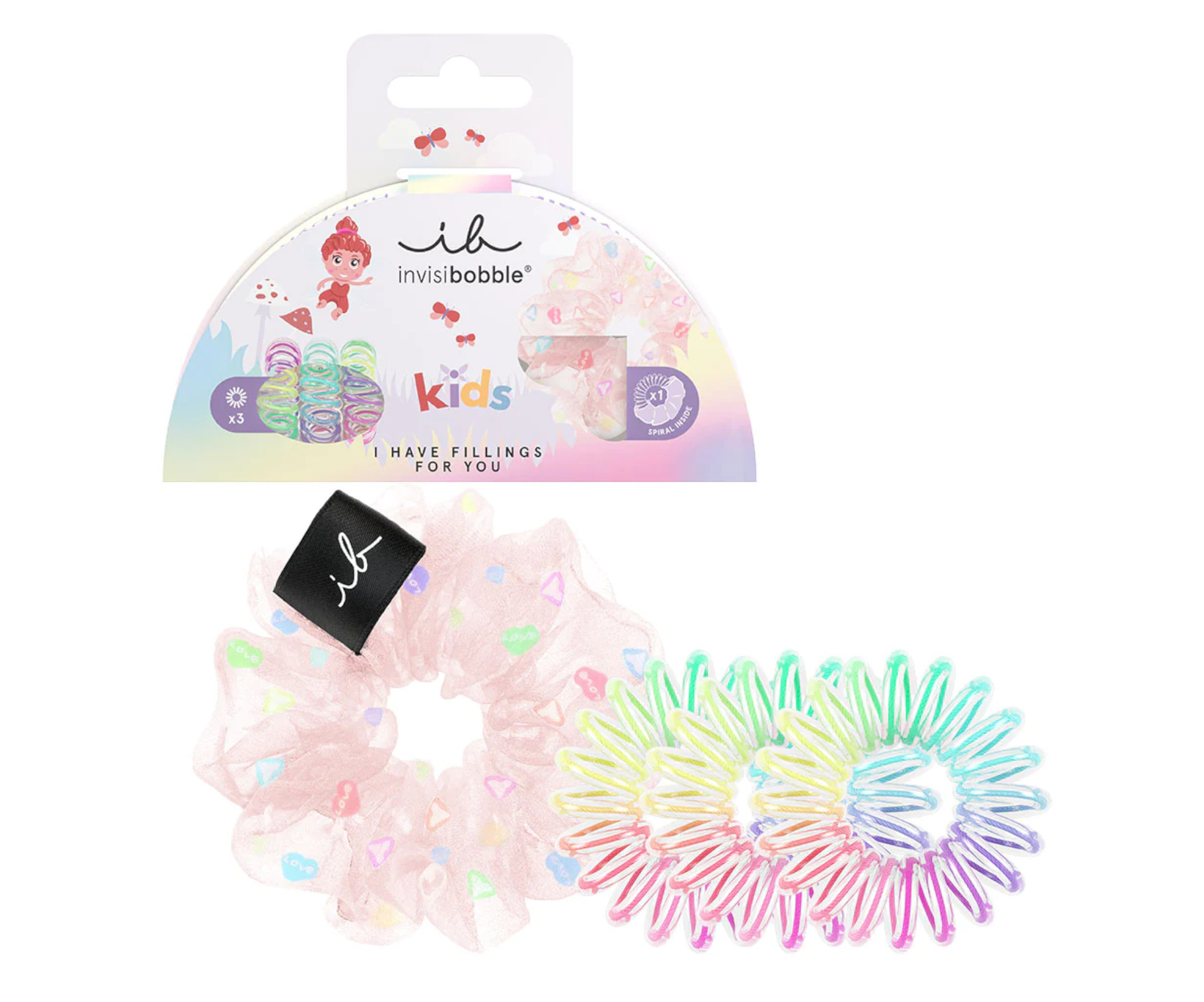 E-shop Detská sada ozdobných špirálových gumičiek Invisibobble KIDS I Have Fillings For You - 4 ks + darček zadarmo