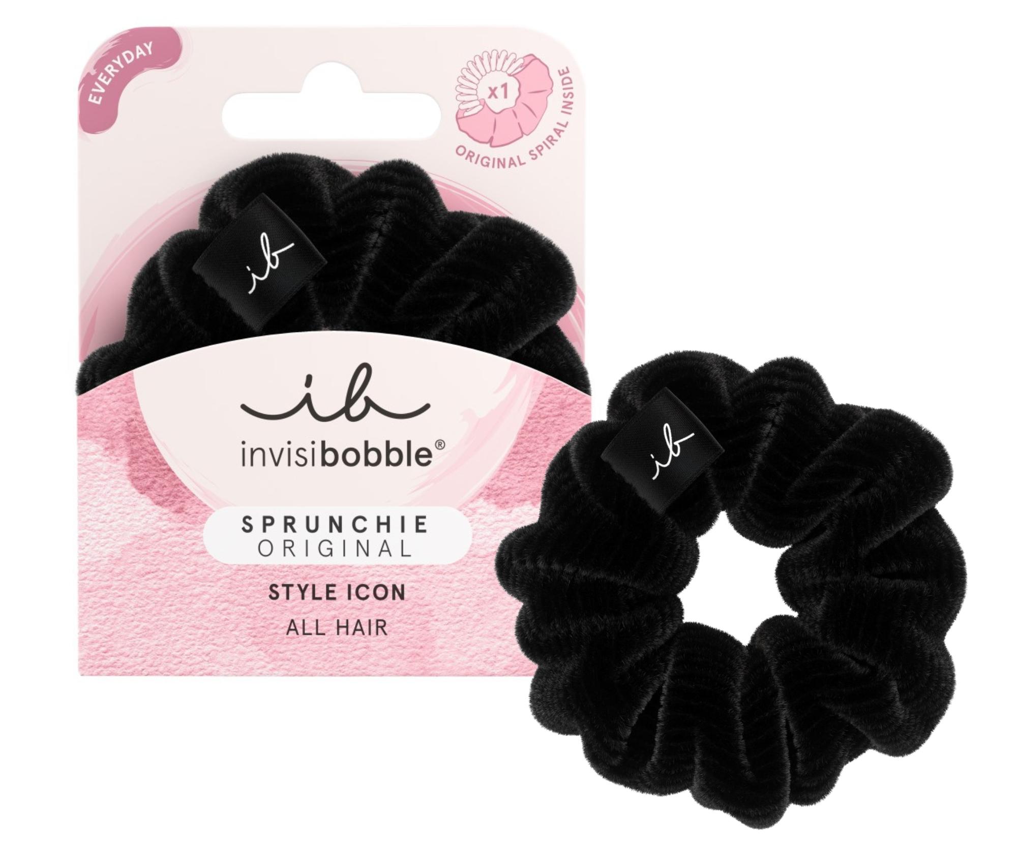 E-shop Ozdobná špirálová gumička do vlasov Invisibobble Sprunchie Original Dusk Till Dawn - čierna + darček zadarmo