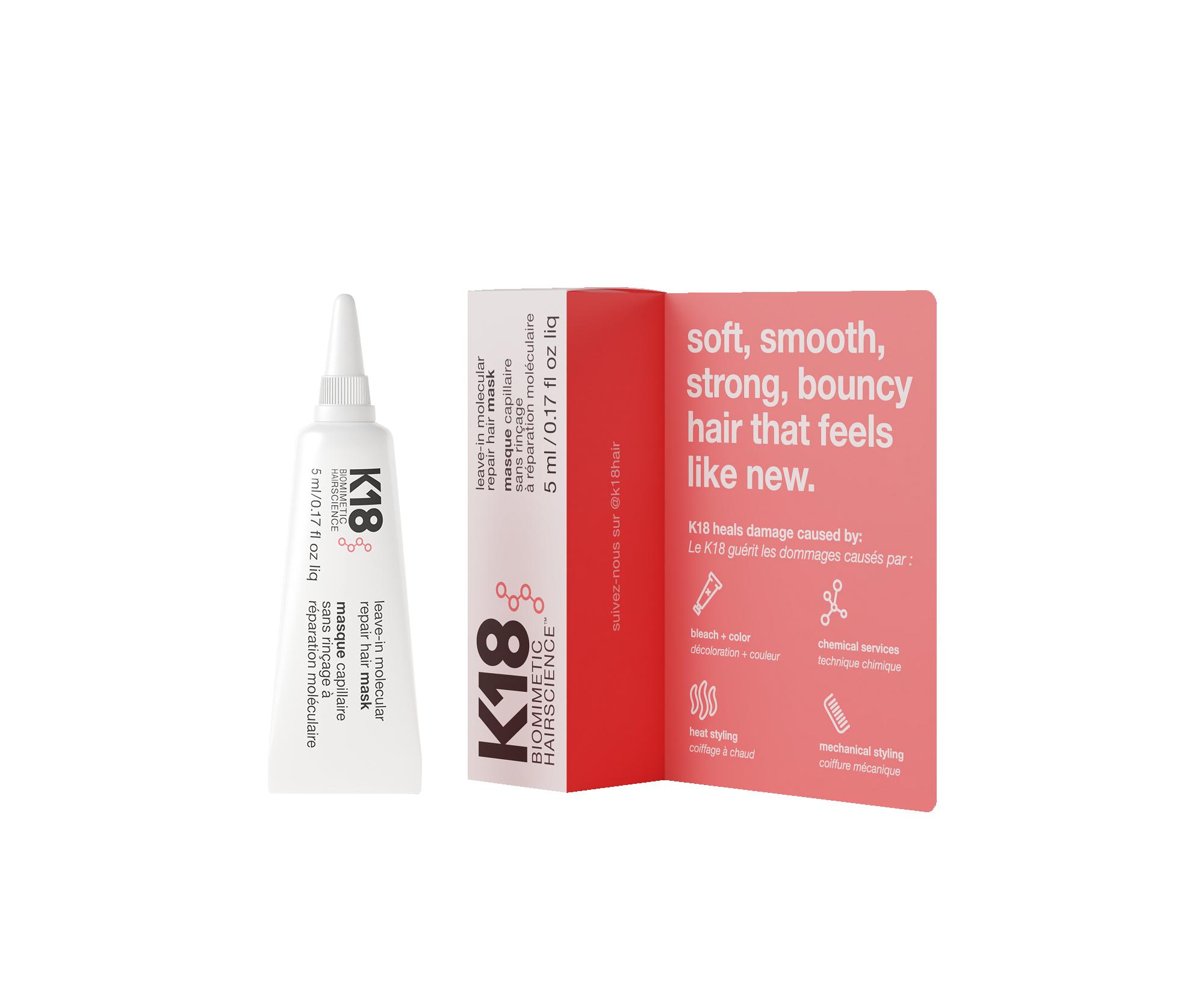 E-shop Bezoplachová maska pre obnovu poškodených vlasov K18 Hair Molecular Repair Mask - 5 ml + darček zadarmo