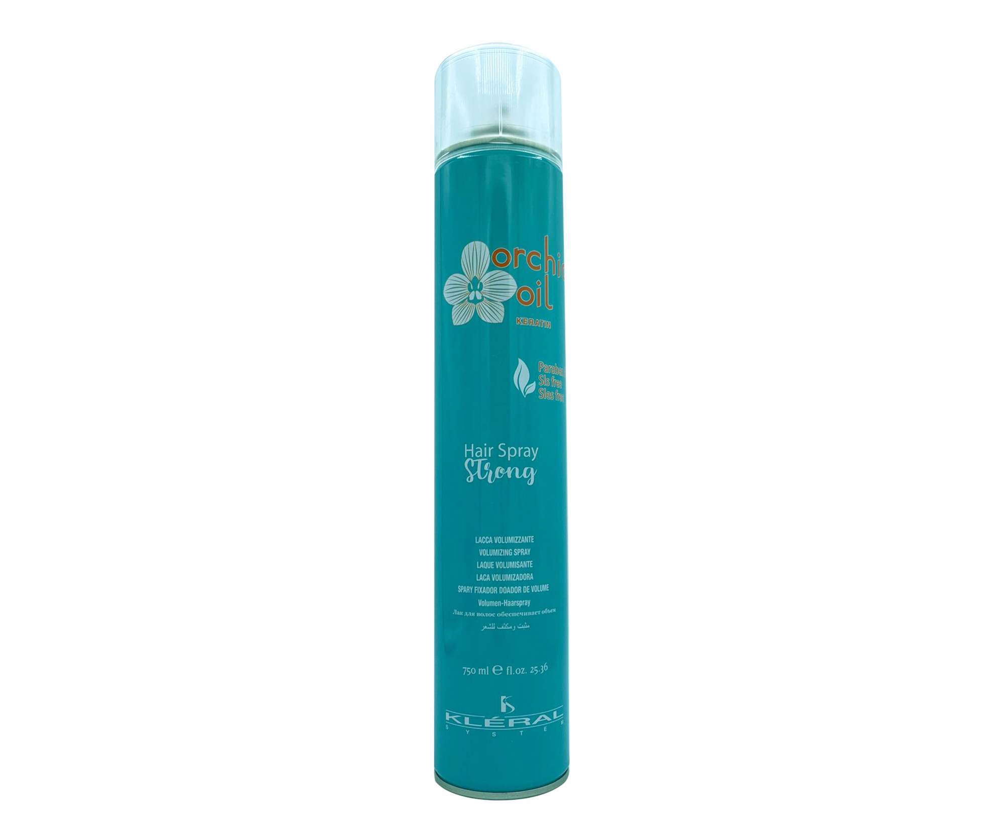 E-shop Objemový lak na vlasy so silnou fixáciou Kléral System Orchid Oil Keratin Hair Spray Strong - 750 ml (010030) + darček zadarmo
