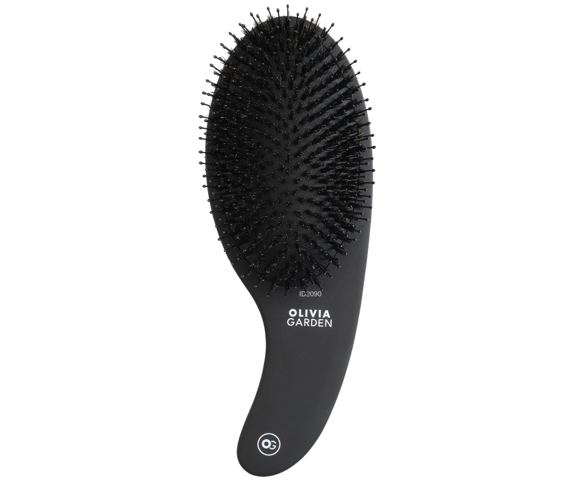 E-shop Kefa na rozčesávanie vlasov s nylonovými a diviačími štetinami Olivia Garden Curve - čierna (ID2090) + darček zadarmo
