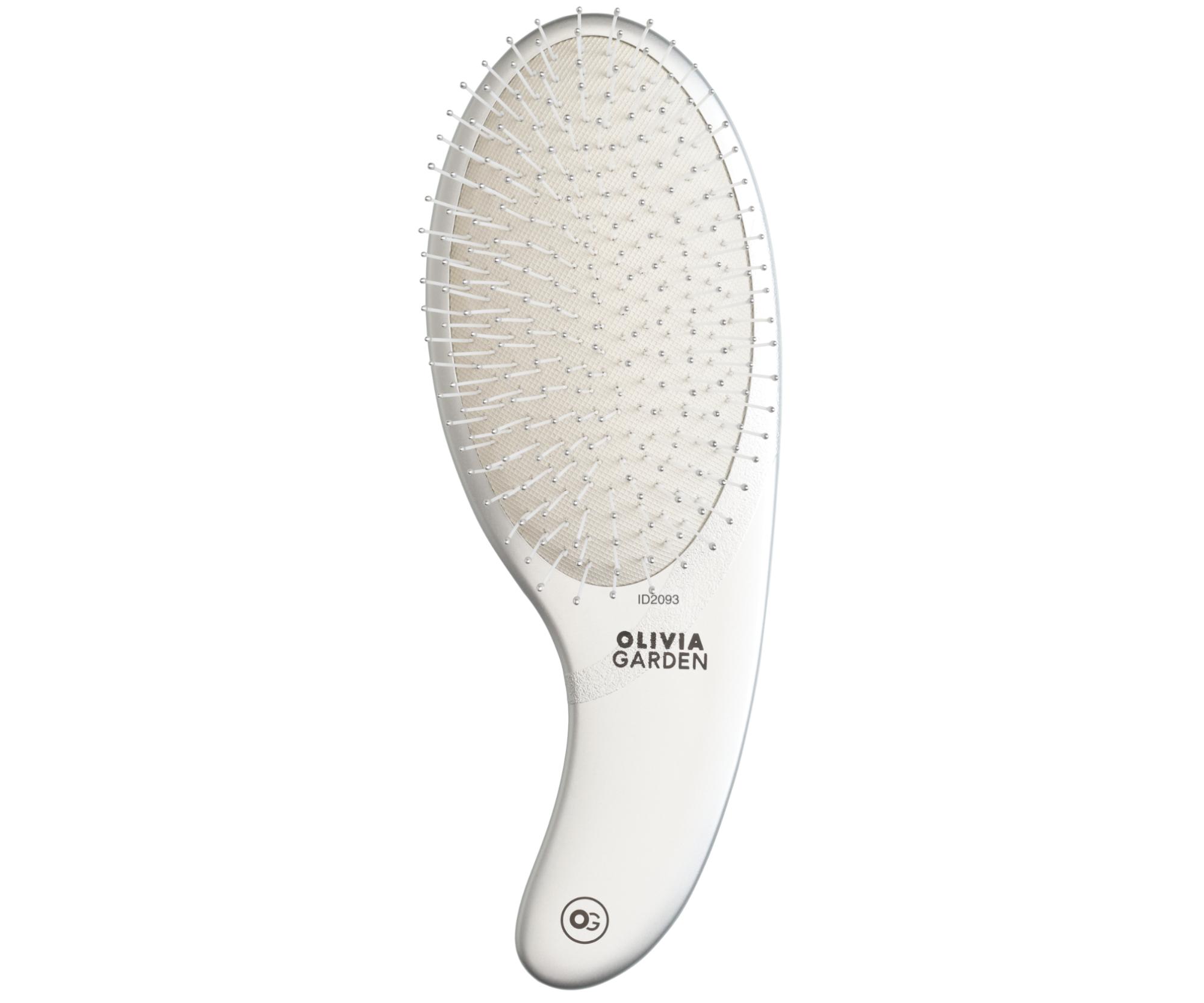 E-shop Kefa na rozčesávanie vlasov s nylonovými štetinami Olivia Garden Curve - strieborná (ID2093) + darček zadarmo