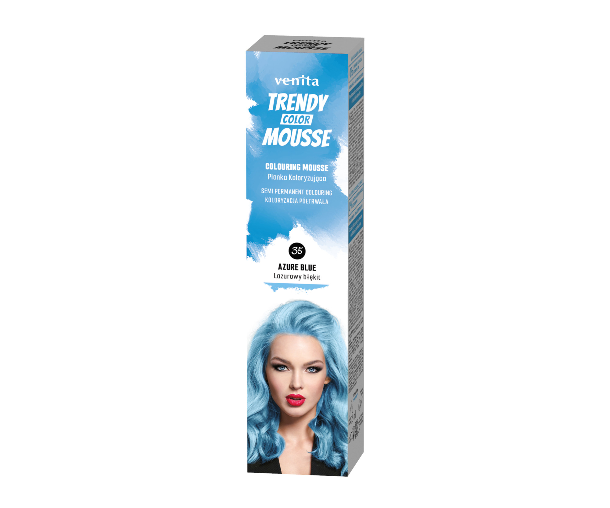 E-shop Farebné penové tužidlo Venita Trendy Color Mousse Azure Blue - 75 ml, azúrovo modrá (35AB)