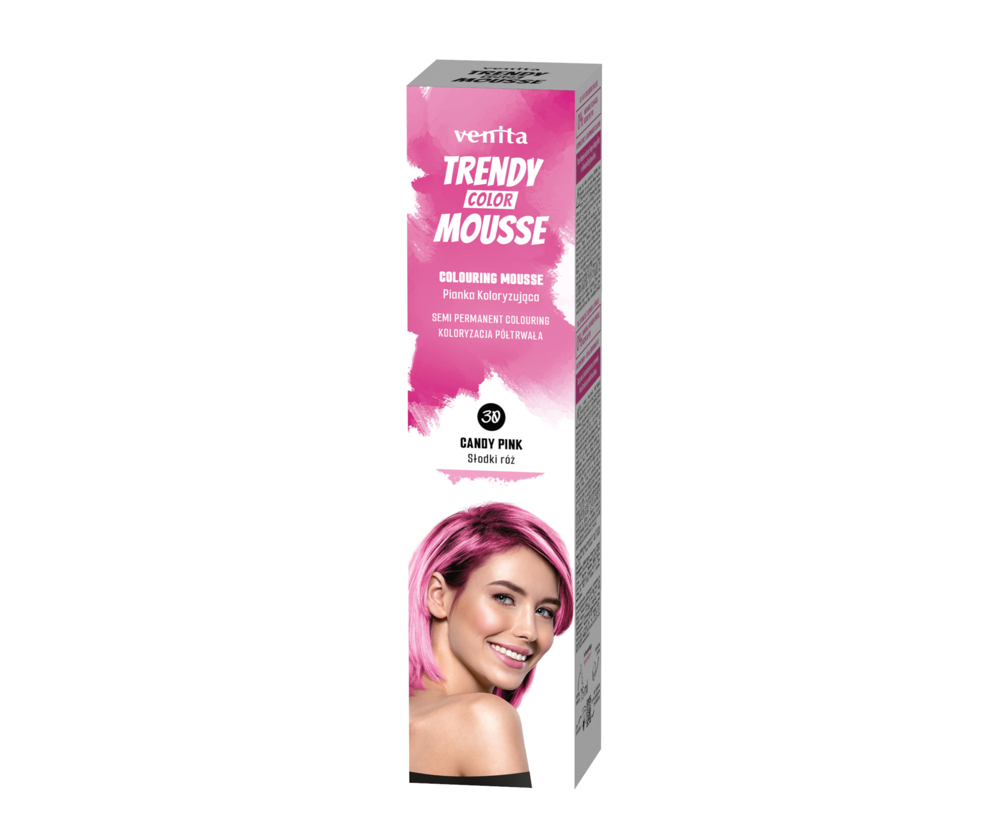 E-shop Farebné penové tužidlo Venita Trendy Color Mousse Candy Pink - 75 ml, bonbónovo ružová (30CP)