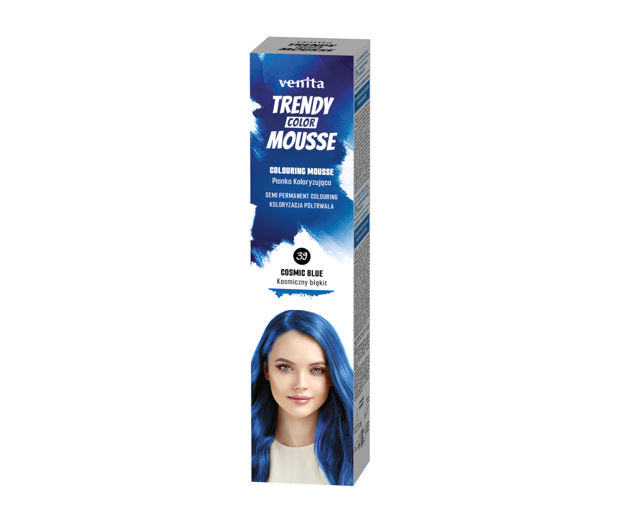 E-shop Farebné penové tužidlo Venita Trendy Color Mousse Cosmic Blue - 75 ml, vesmírna modrá (39CB)