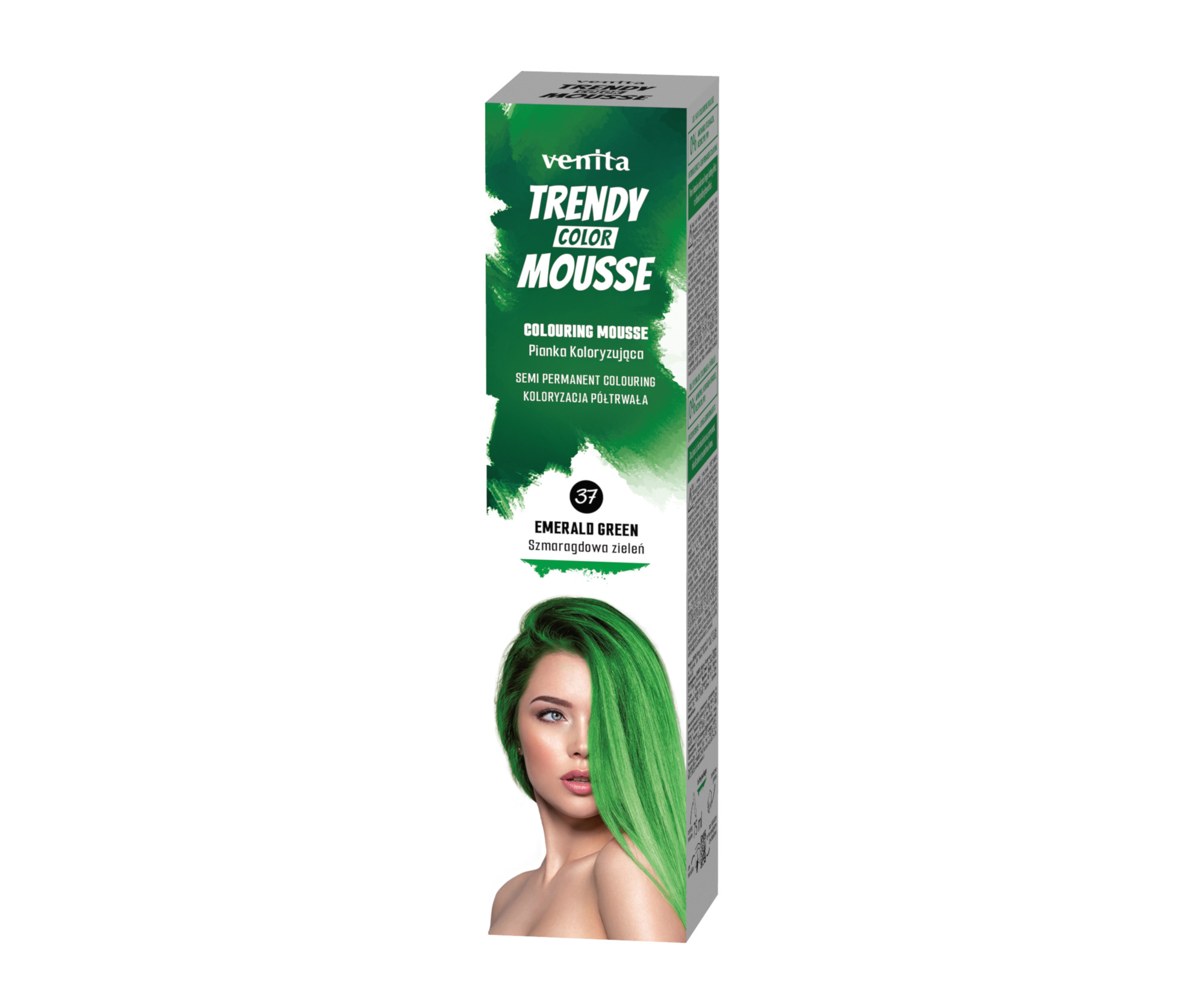 E-shop Farebné penové tužidlo Venita Trendy Color Mousse Emerald Green - 75 ml, smaragdovo zelená (37EG)