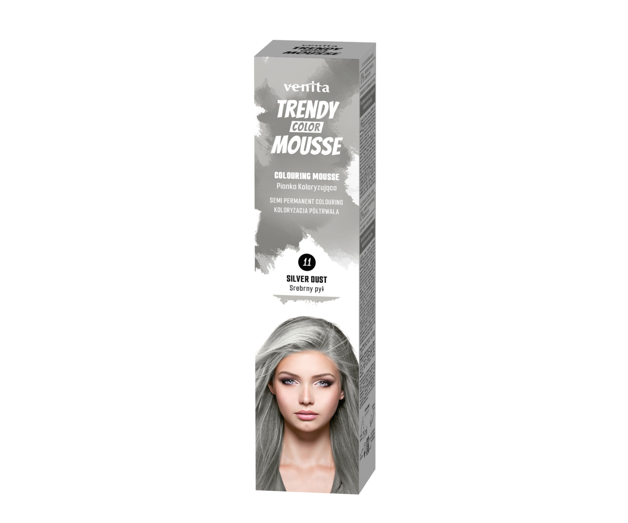 E-shop Farebné penové tužidlo Venita Trendy Color Mousse Silver Dust - 75 ml, šedo strieborná (11SD)