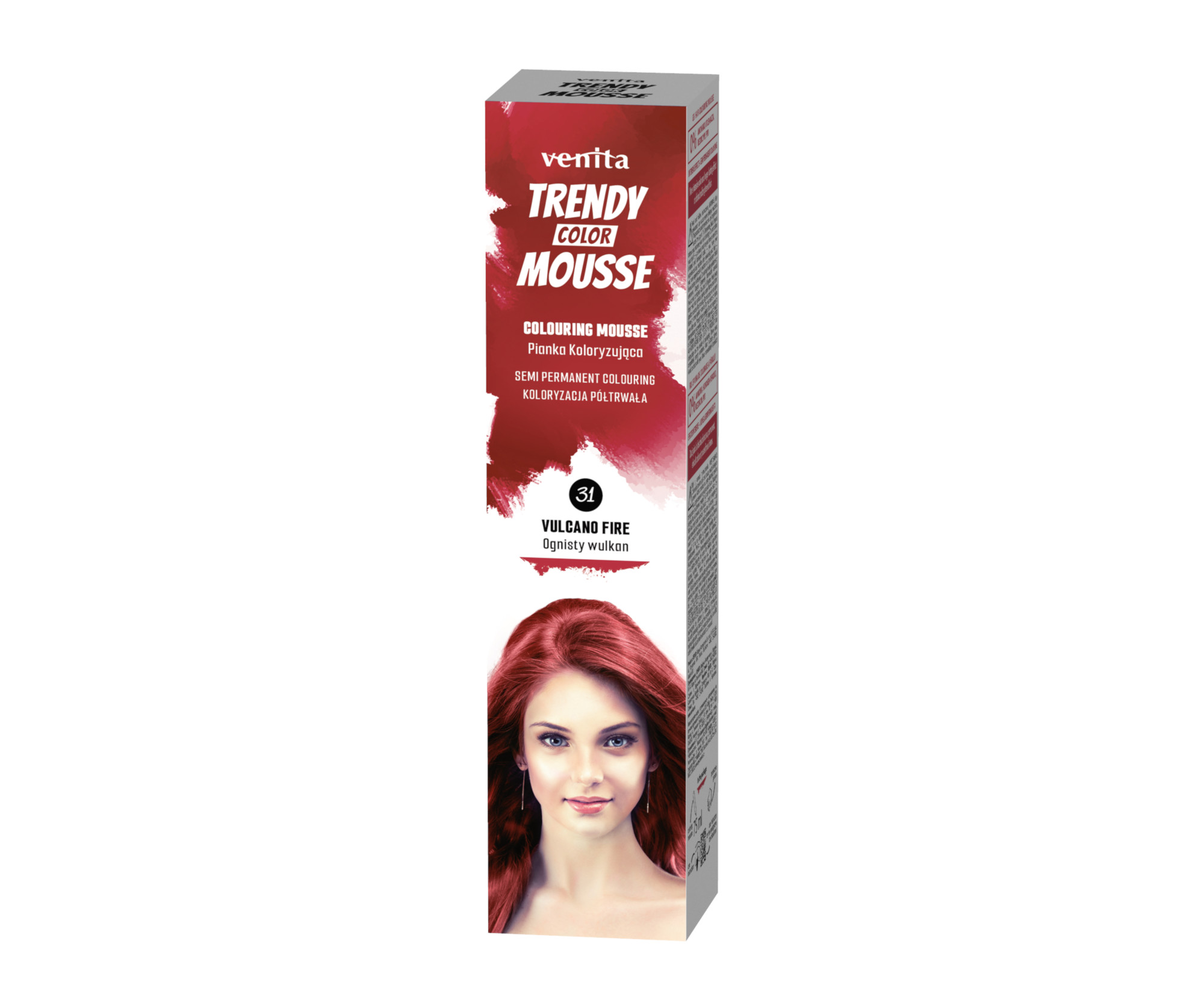 E-shop Farebné penové tužidlo Venita Trendy Color Mousse Volcano Fire - 75 ml, ohnivo červená (31VF)